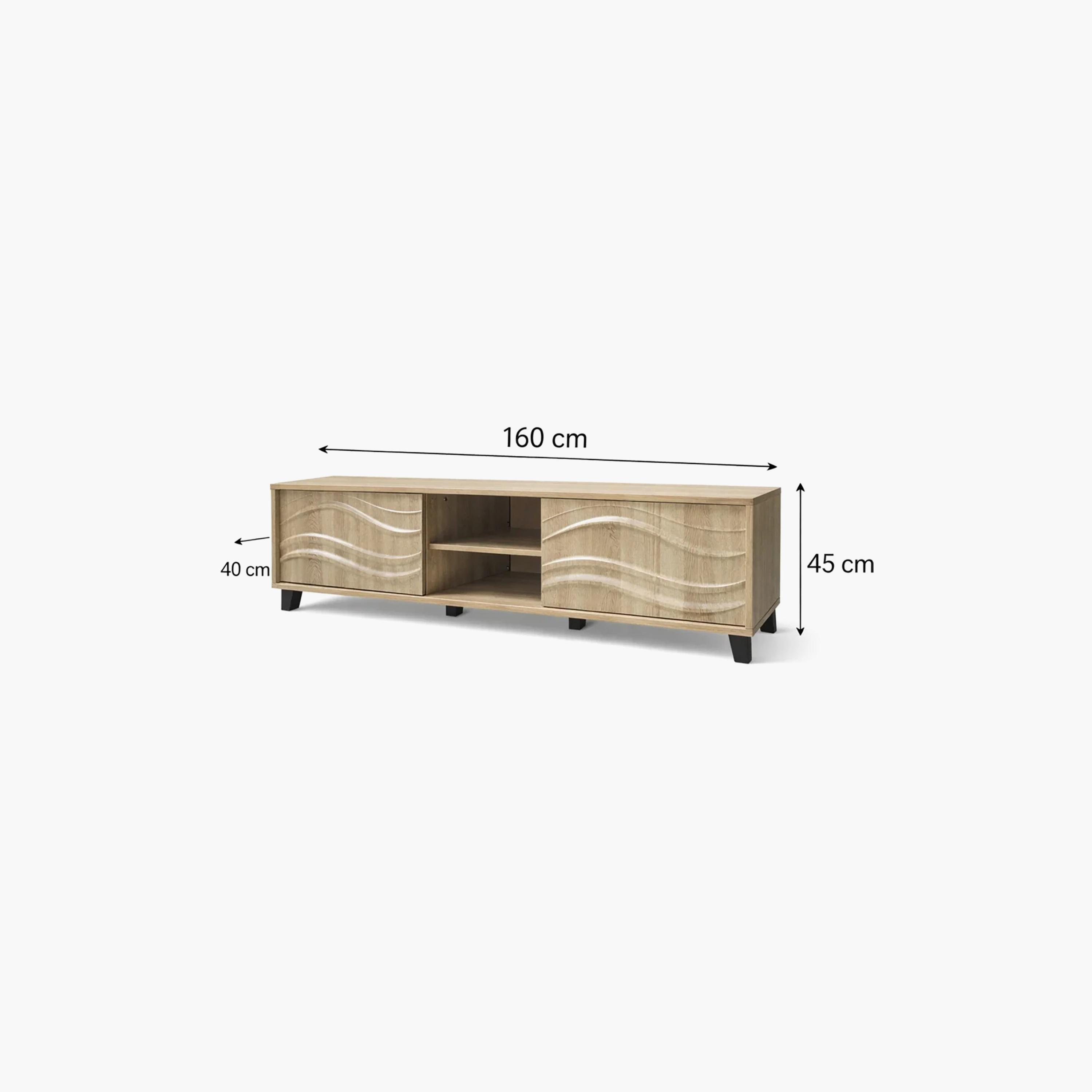 طاولة تلفزيون خشبية بدرجين ورفين من ماريا هومز-furniture-livingroom-tvandmediaunits-image-4