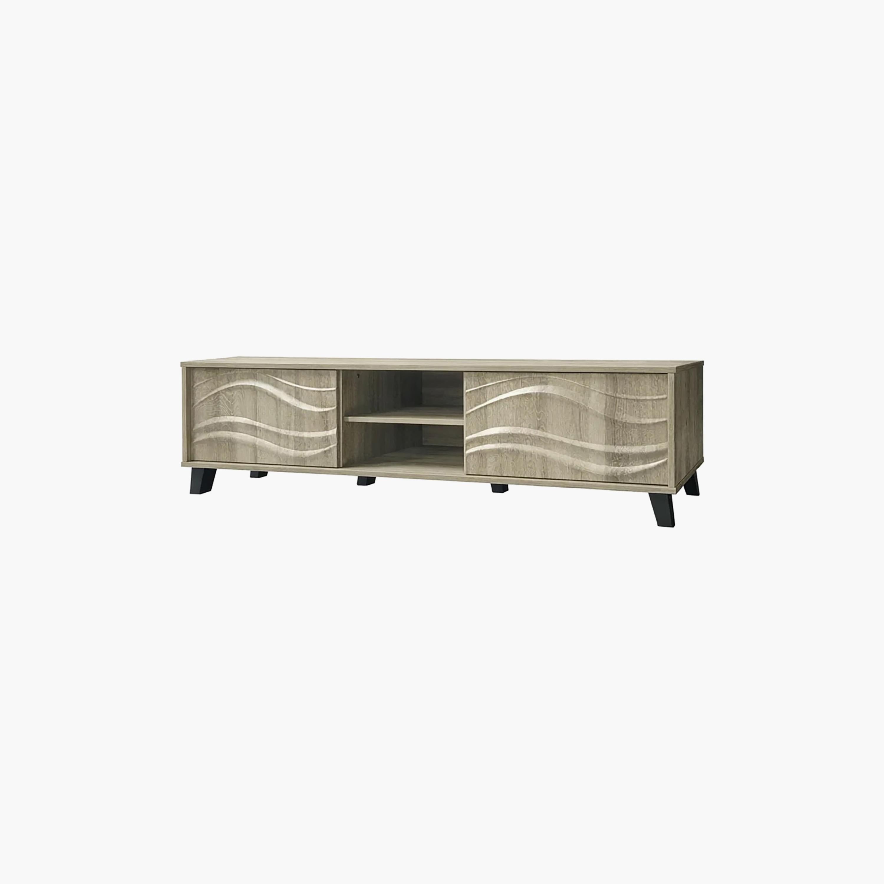 طاولة تلفزيون خشبية بدرجين ورفين من ماريا هومز-furniture-livingroom-tvandmediaunits-image-5