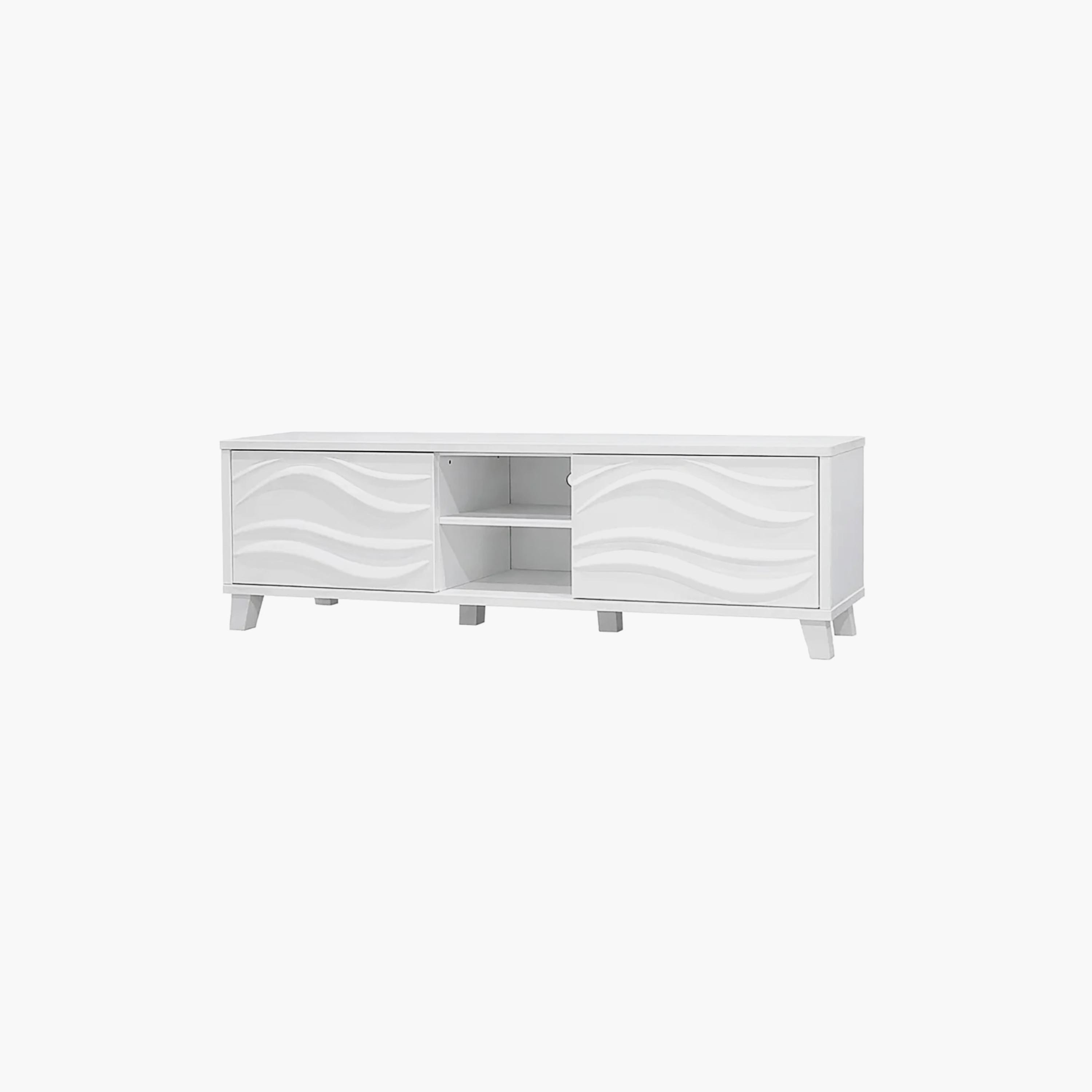 طاولة تلفزيون خشبية بدرجين ورفين من ماريا هومز-furniture-livingroom-tvandmediaunits-image-3
