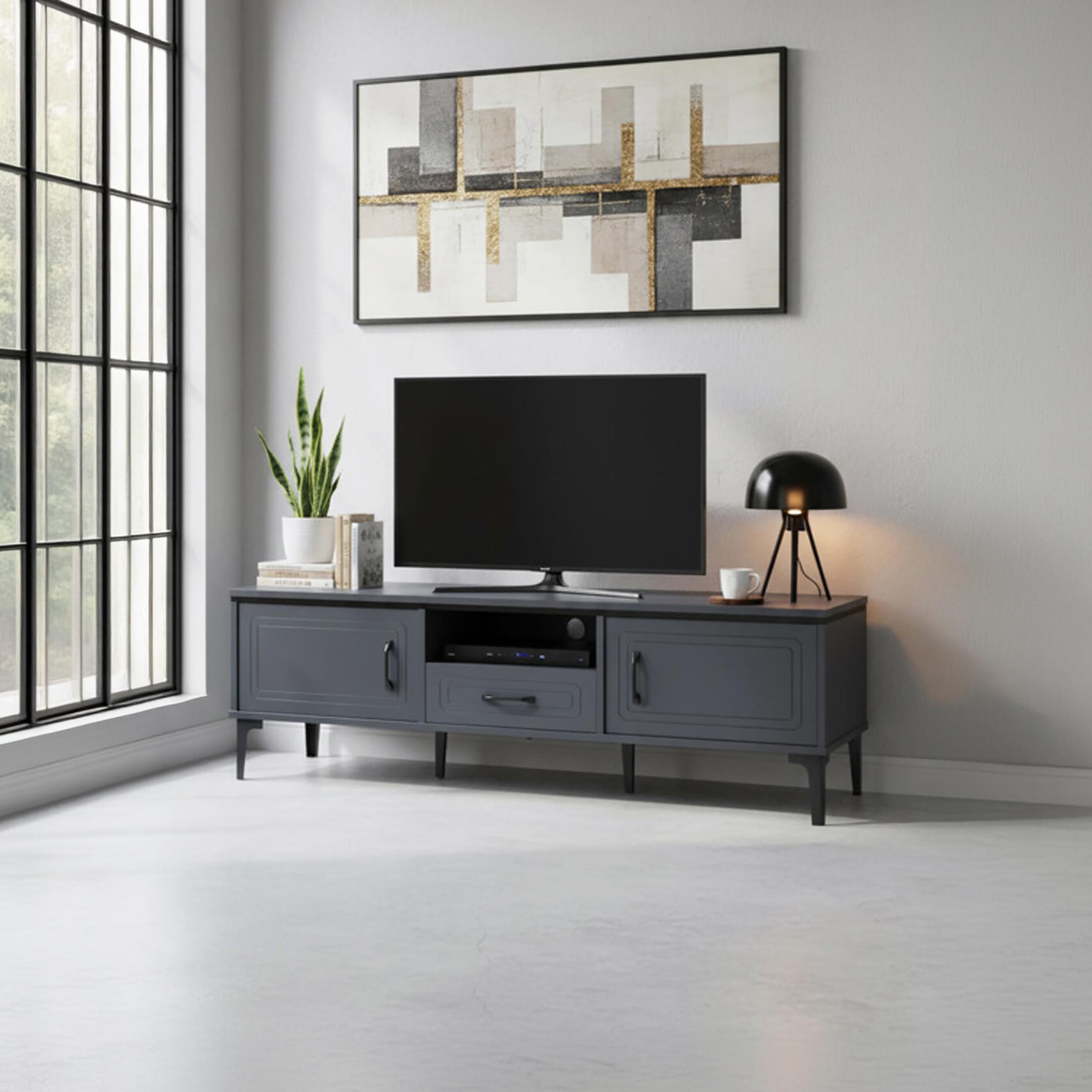طاولة تلفزيون معدنية بـ 3 أدراج ورف واحد من ماريا هومز-furniture-livingroom-tvandmediaunits-image-1