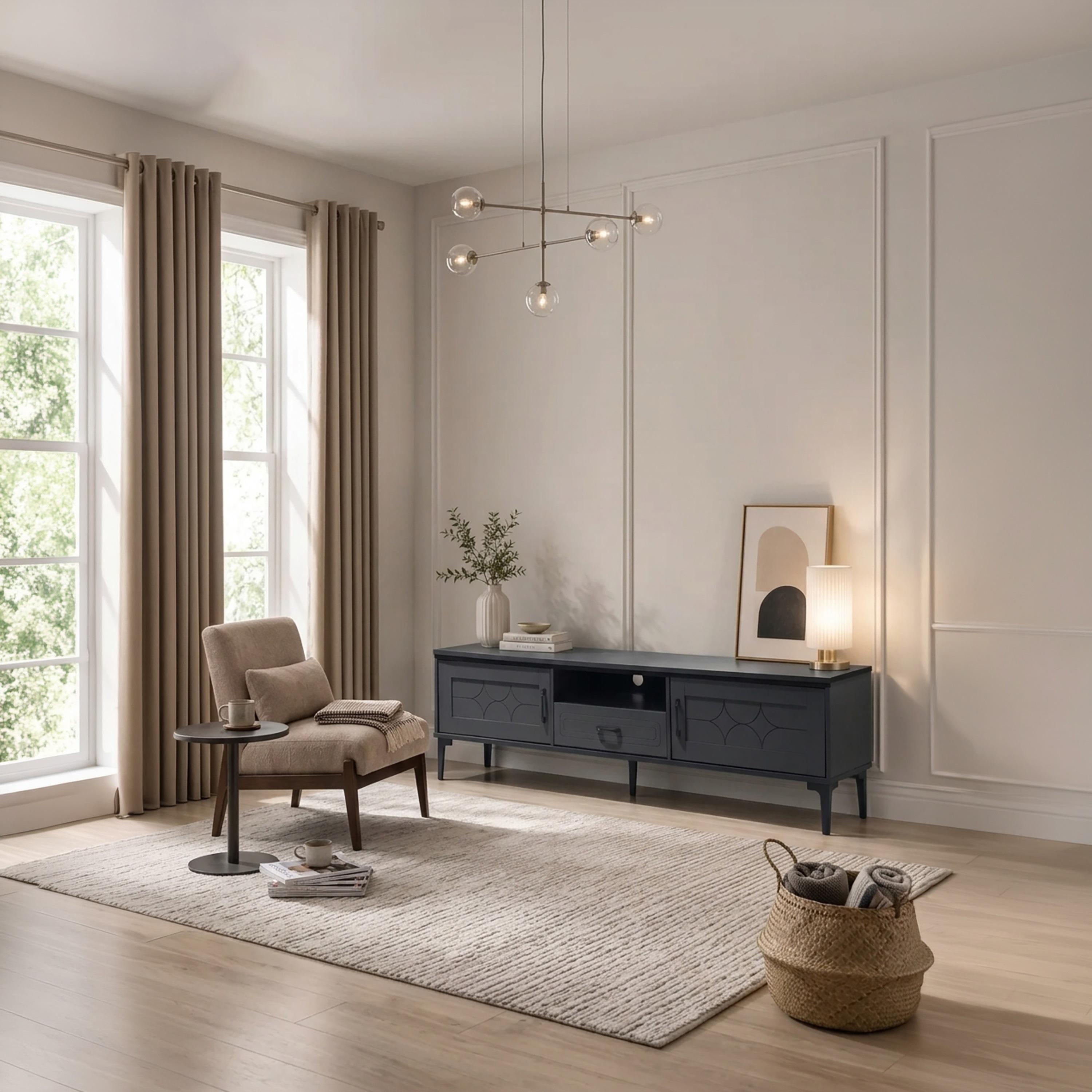طاولة تلفزيون خشبية بـ 3 أدراج ورف واحد من ماريا هومز-furniture-livingroom-tvandmediaunits-image-2