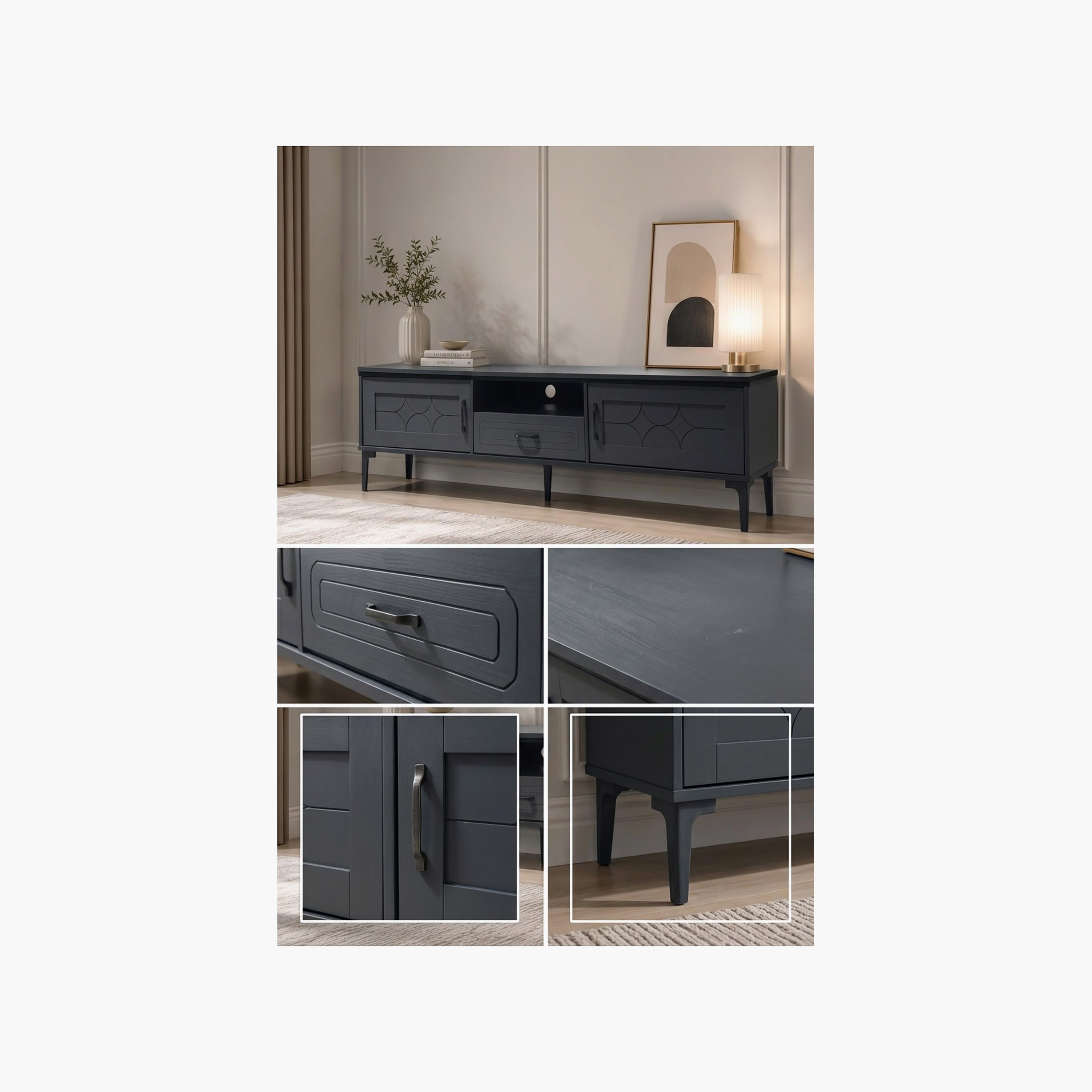 طاولة تلفزيون خشبية بـ 3 أدراج ورف واحد من ماريا هومز-furniture-livingroom-tvandmediaunits-image-3