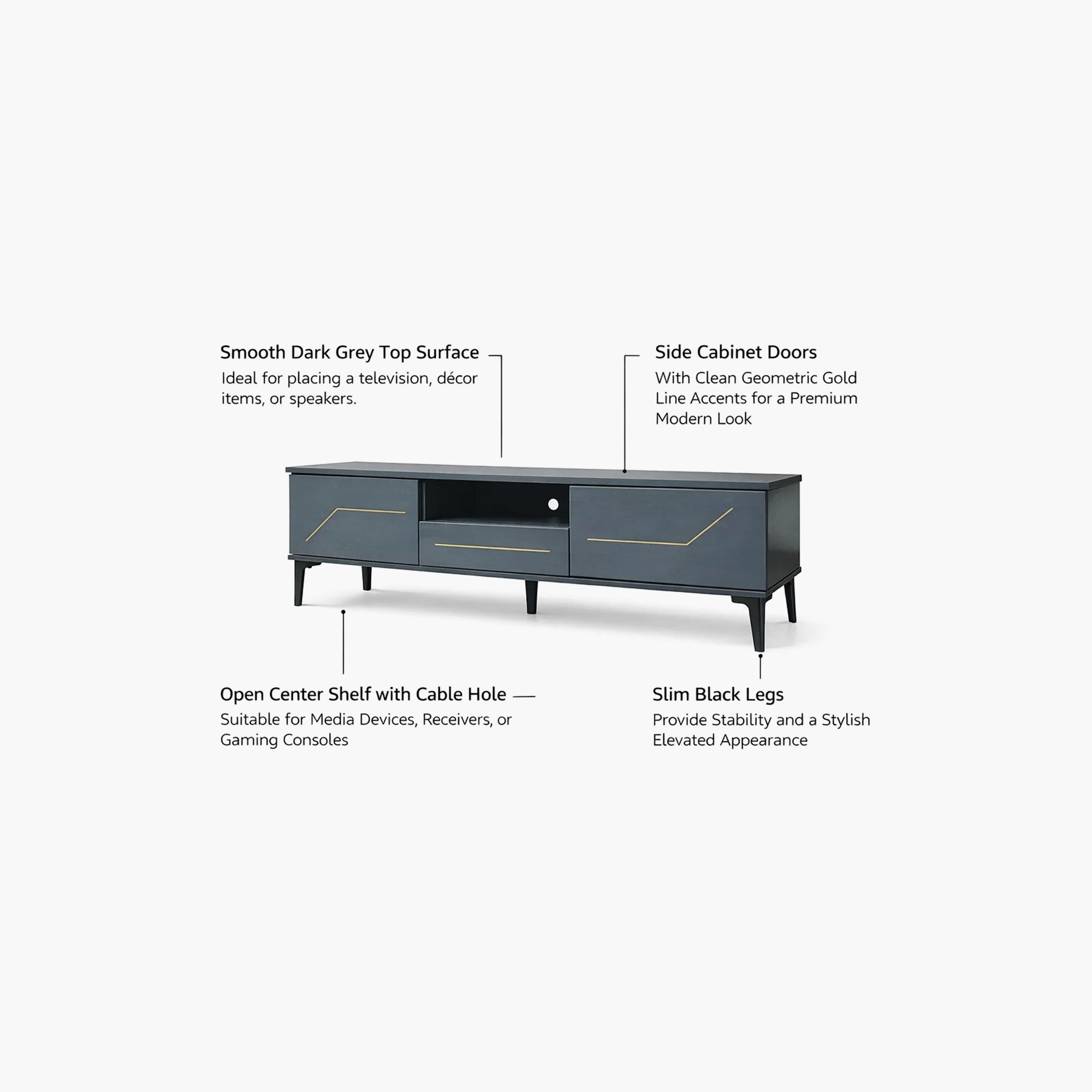 طاولة تلفزيون خشبية بـ 3 أدراج ورف واحد من ماريا هومز-furniture-livingroom-tvandmediaunits-image-4