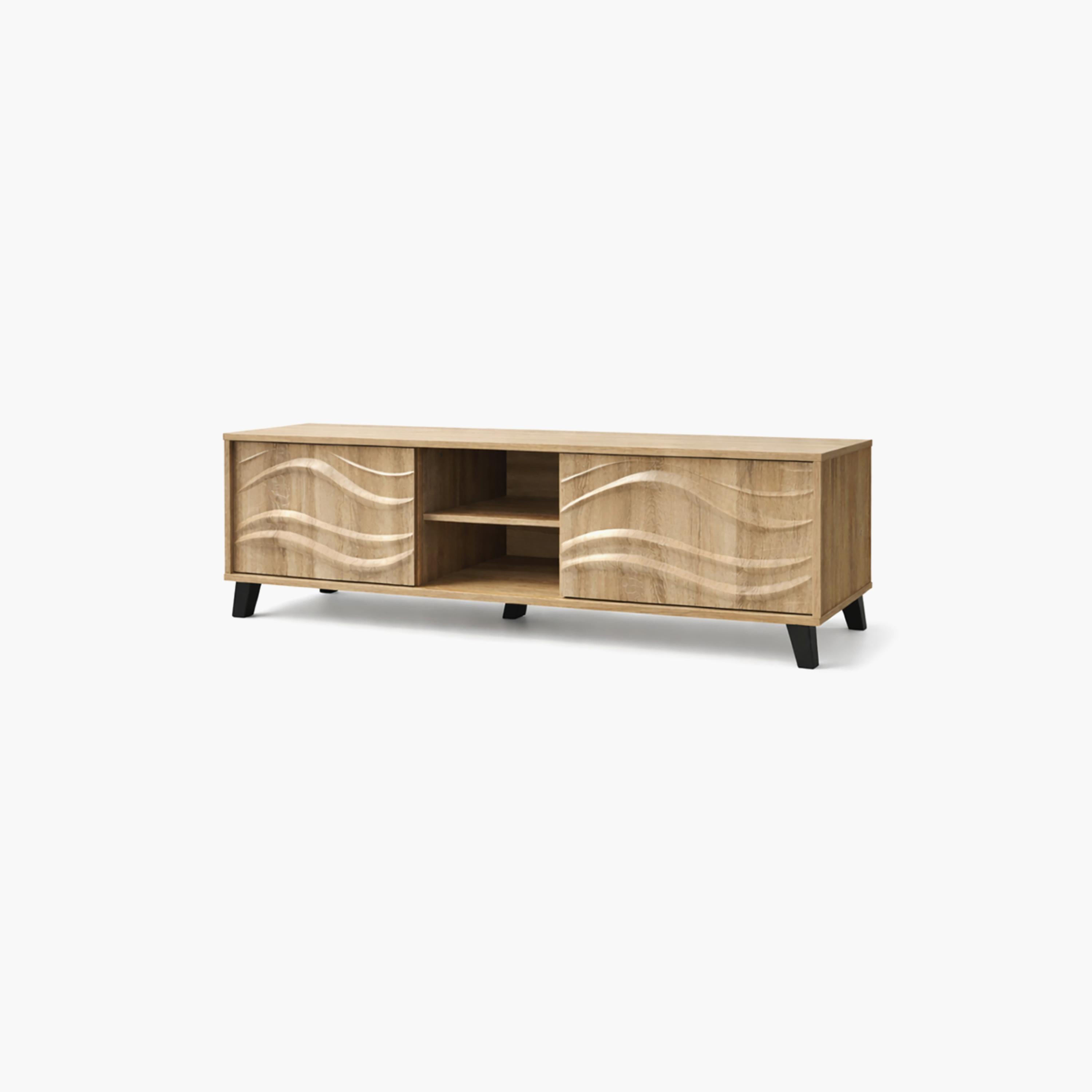 طاولة تلفزيون خشبية بدرجين ورفين من ماريا هومز-furniture-livingroom-tvandmediaunits-image-3