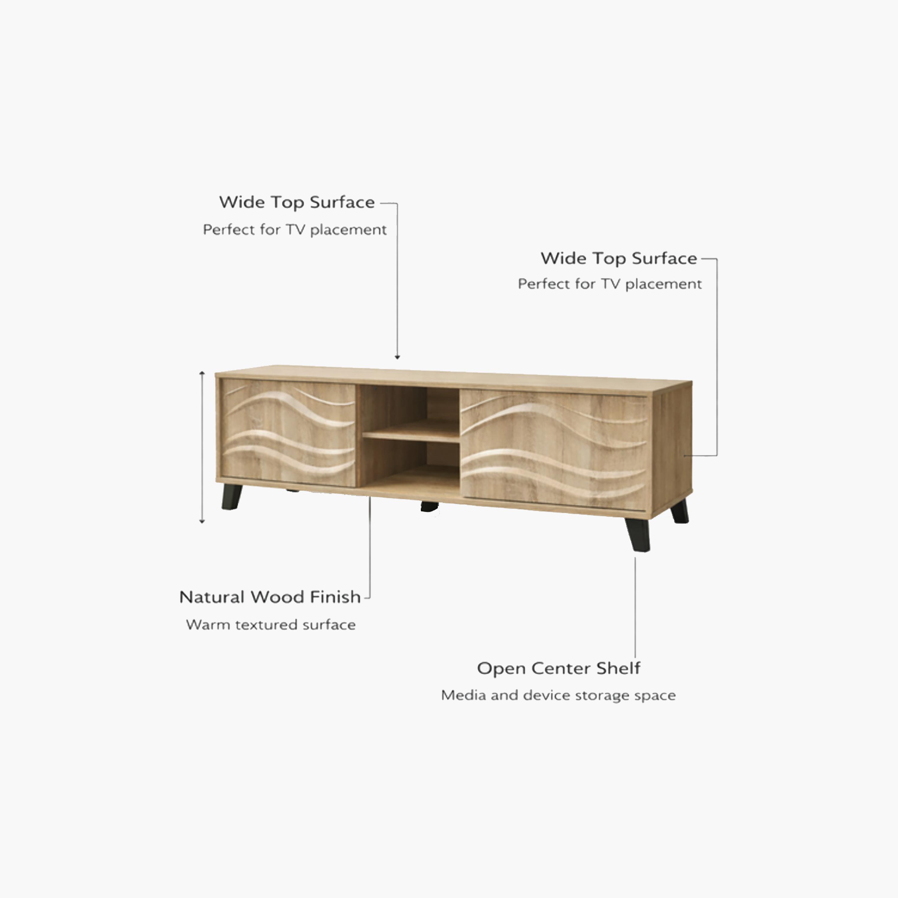 طاولة تلفزيون خشبية بدرجين ورفين من ماريا هومز-furniture-livingroom-tvandmediaunits-image-4