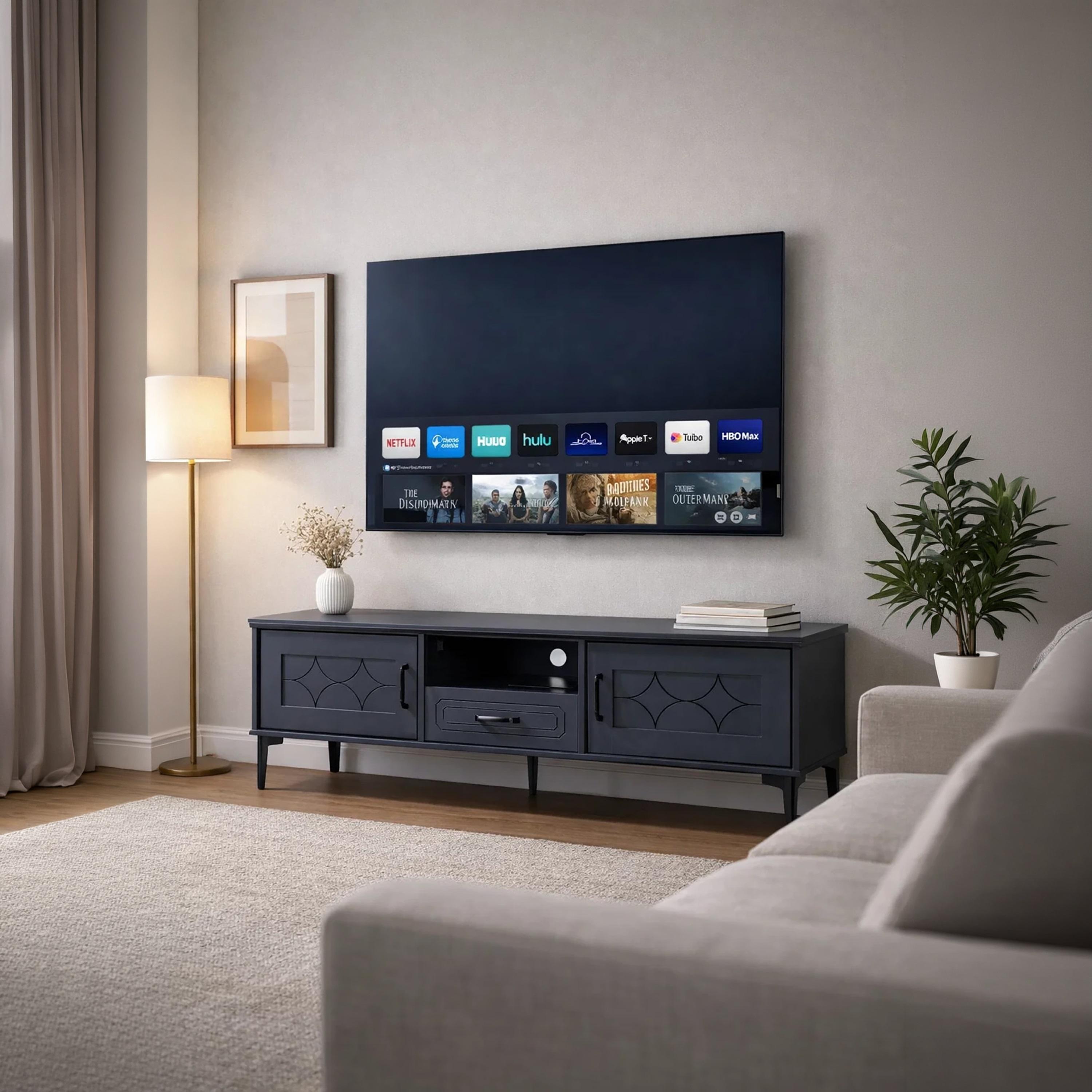 طاولة تلفزيون خشبية بـ 3 أدراج ورف واحد من ماريا هومز-furniture-livingroom-tvandmediaunits-image-1