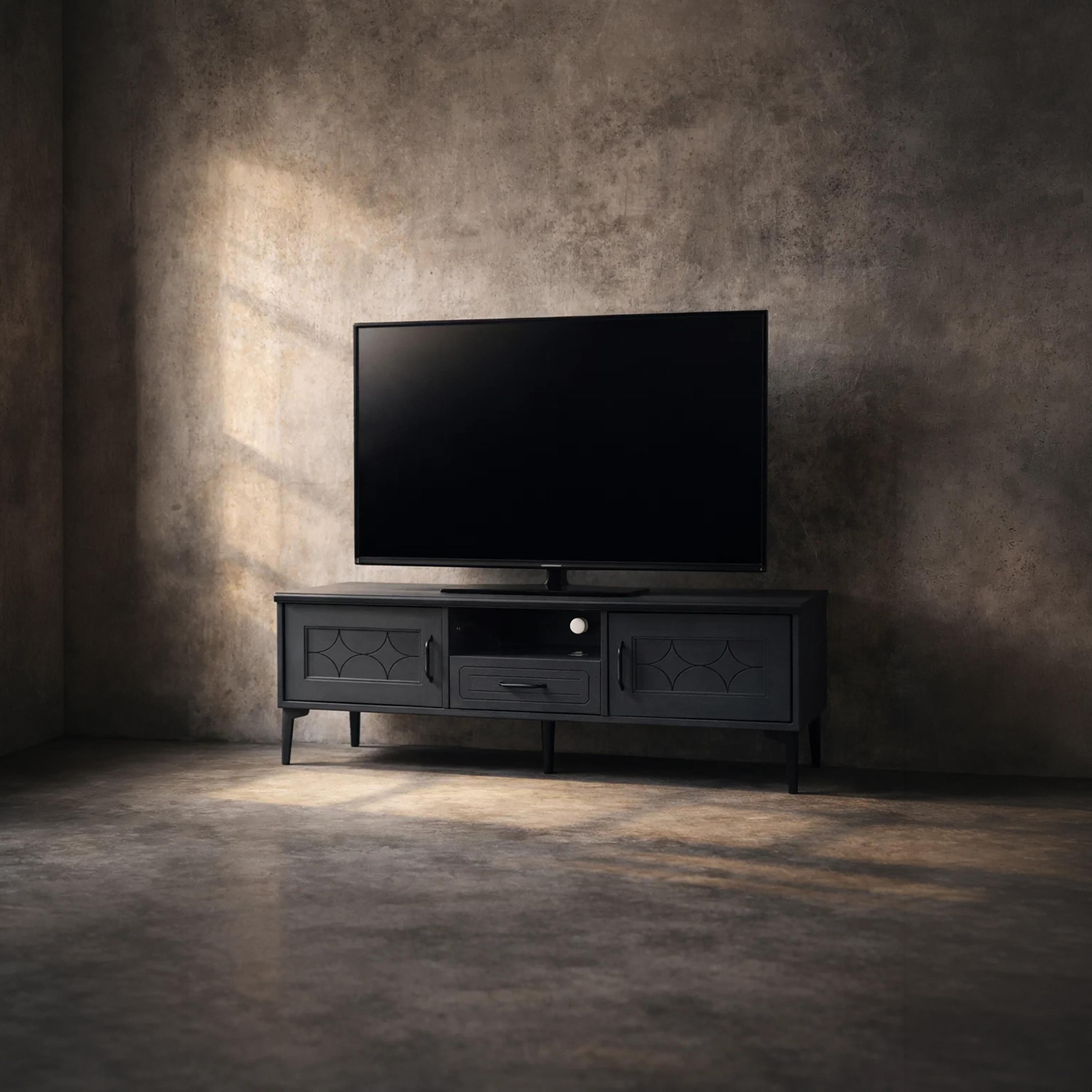 طاولة تلفزيون خشبية بـ 3 أدراج ورف واحد من ماريا هومز-furniture-livingroom-tvandmediaunits-image-2