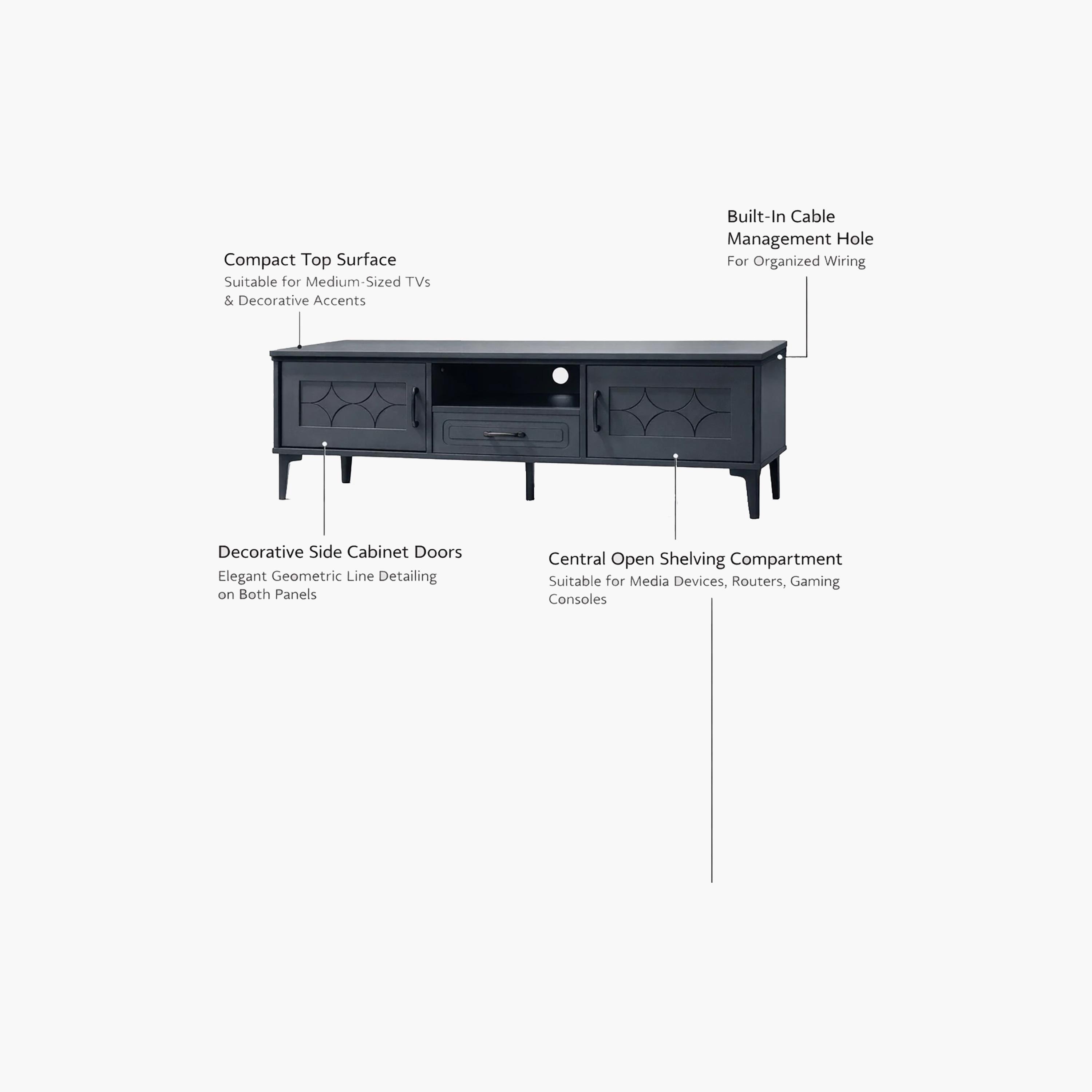 طاولة تلفزيون خشبية بـ 3 أدراج ورف واحد من ماريا هومز-furniture-livingroom-tvandmediaunits-image-4