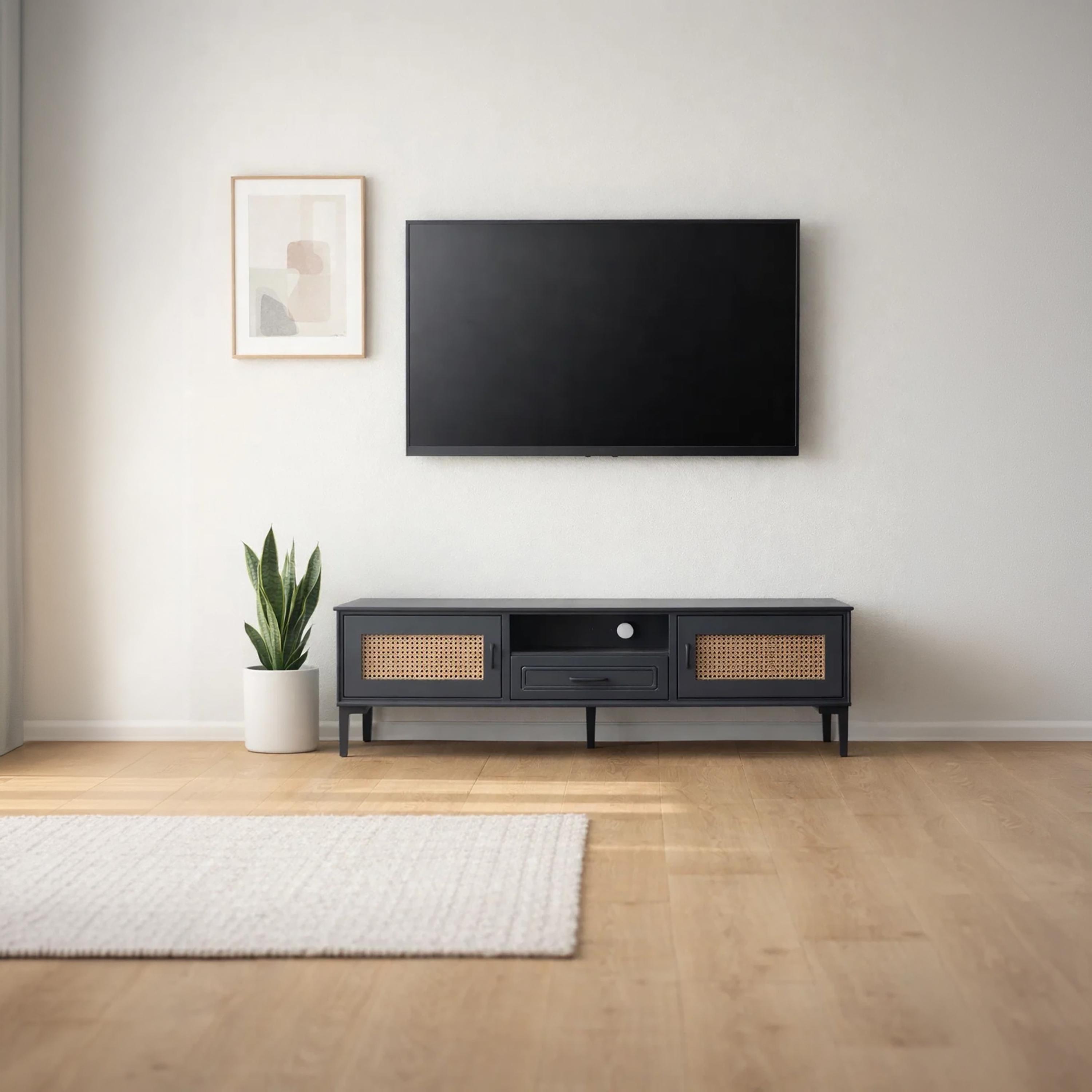طاولة تلفزيون خشبية بـ 3 أدراج ورف واحد من ماريا هومز-furniture-livingroom-tvandmediaunits-image-1