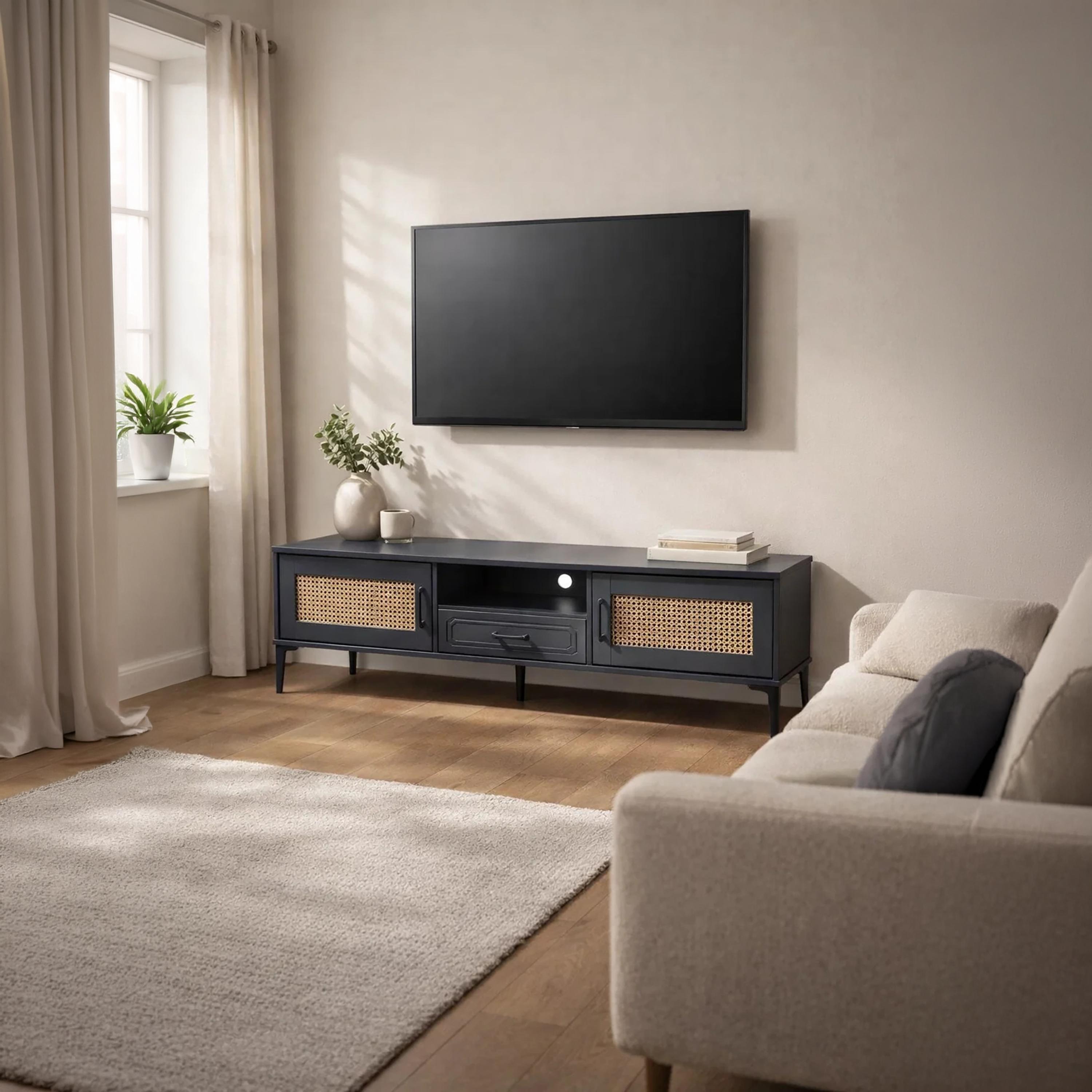 طاولة تلفزيون خشبية بـ 3 أدراج ورف واحد من ماريا هومز-furniture-livingroom-tvandmediaunits-image-2