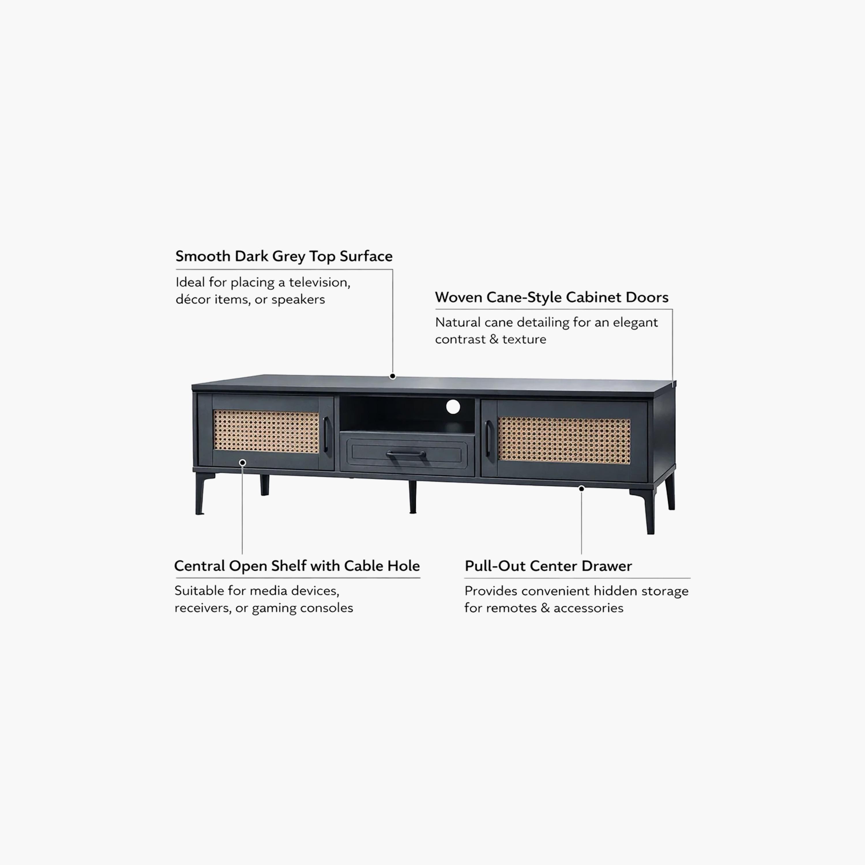 طاولة تلفزيون خشبية بـ 3 أدراج ورف واحد من ماريا هومز-furniture-livingroom-tvandmediaunits-image-4