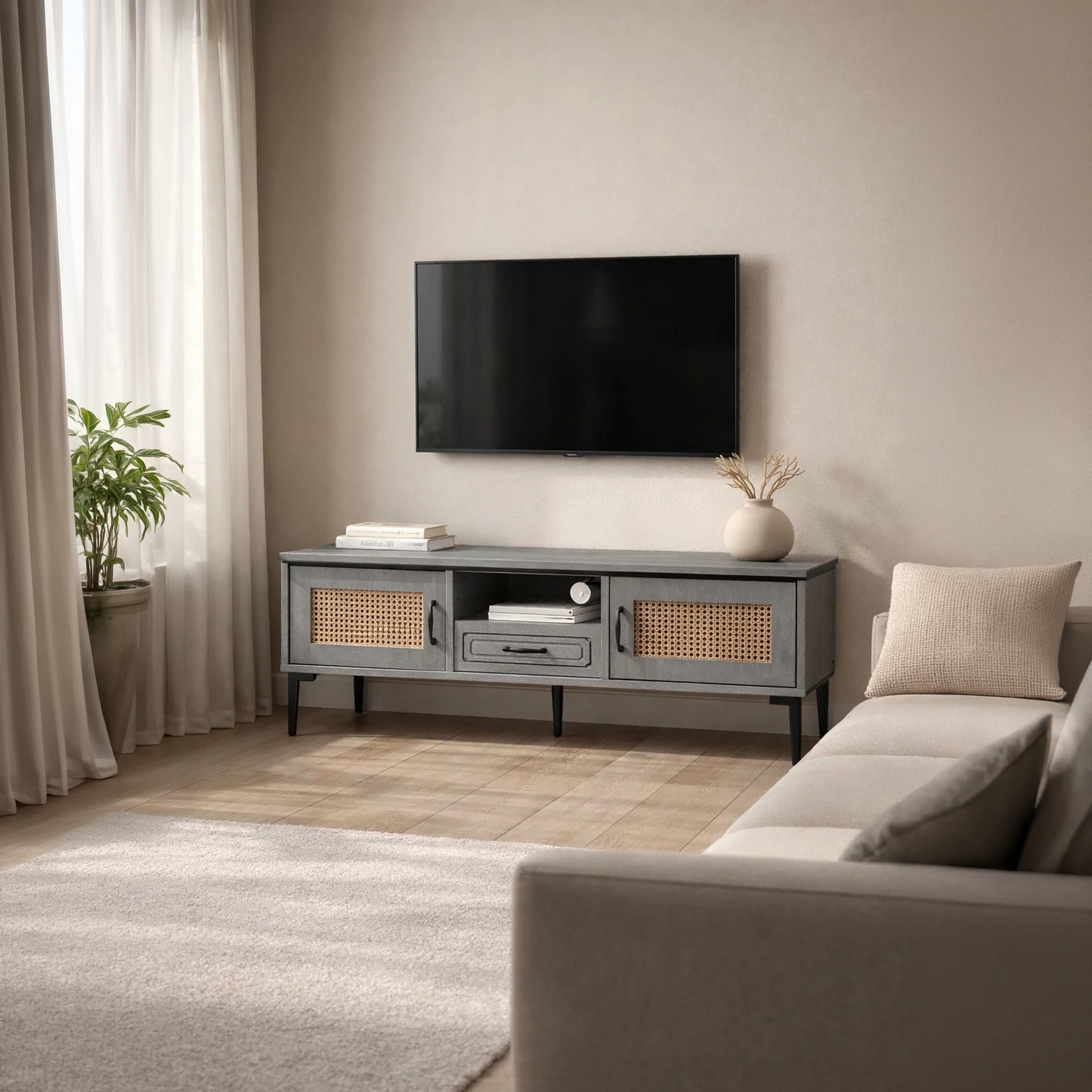 طاولة تلفزيون خشبية بـ 3 أدراج ورف واحد من ماريا هومز-furniture-livingroom-tvandmediaunits-image-2