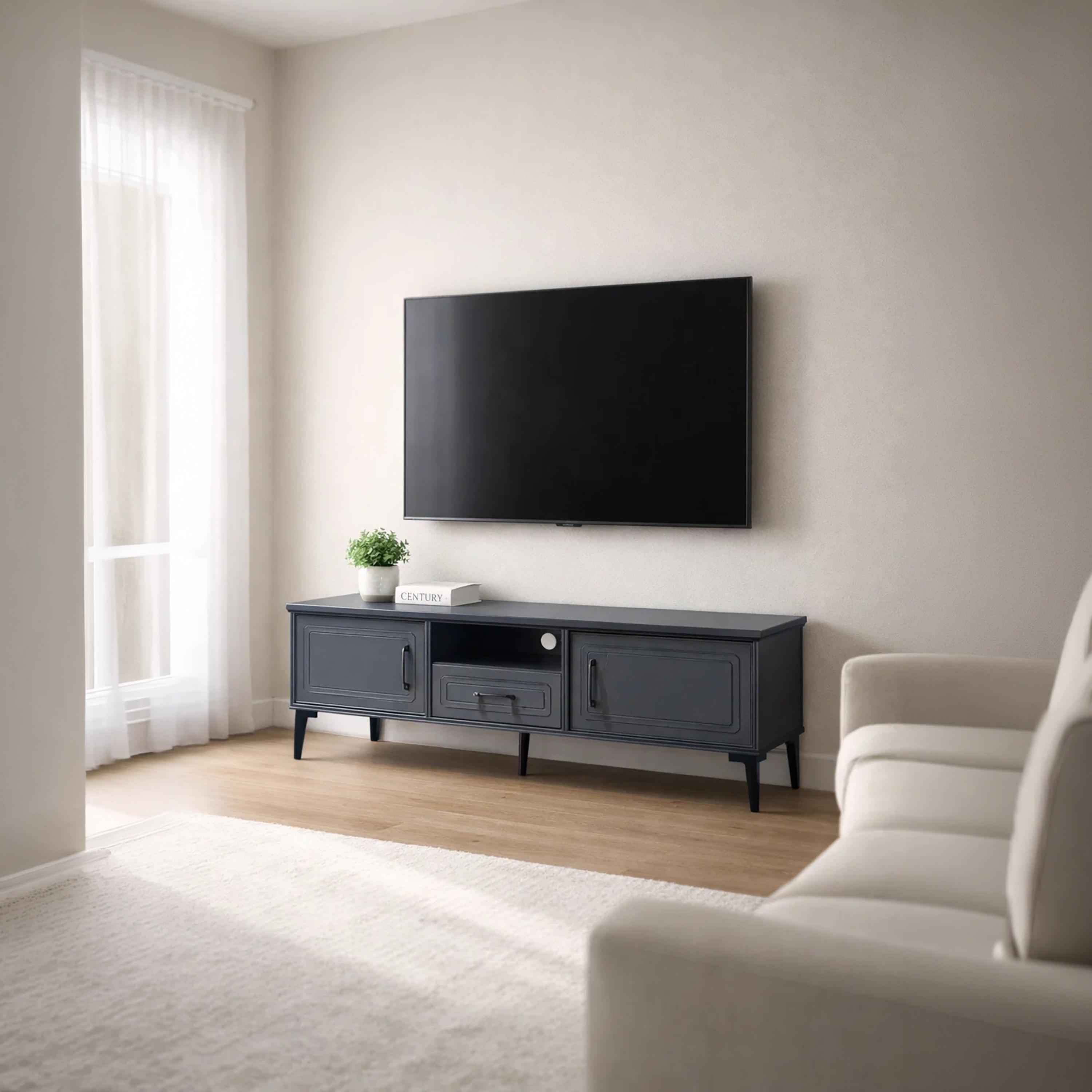 طاولة تلفزيون خشبية بـ 3 أدراج ورف واحد من ماريا هومز-furniture-livingroom-tvandmediaunits-image-2