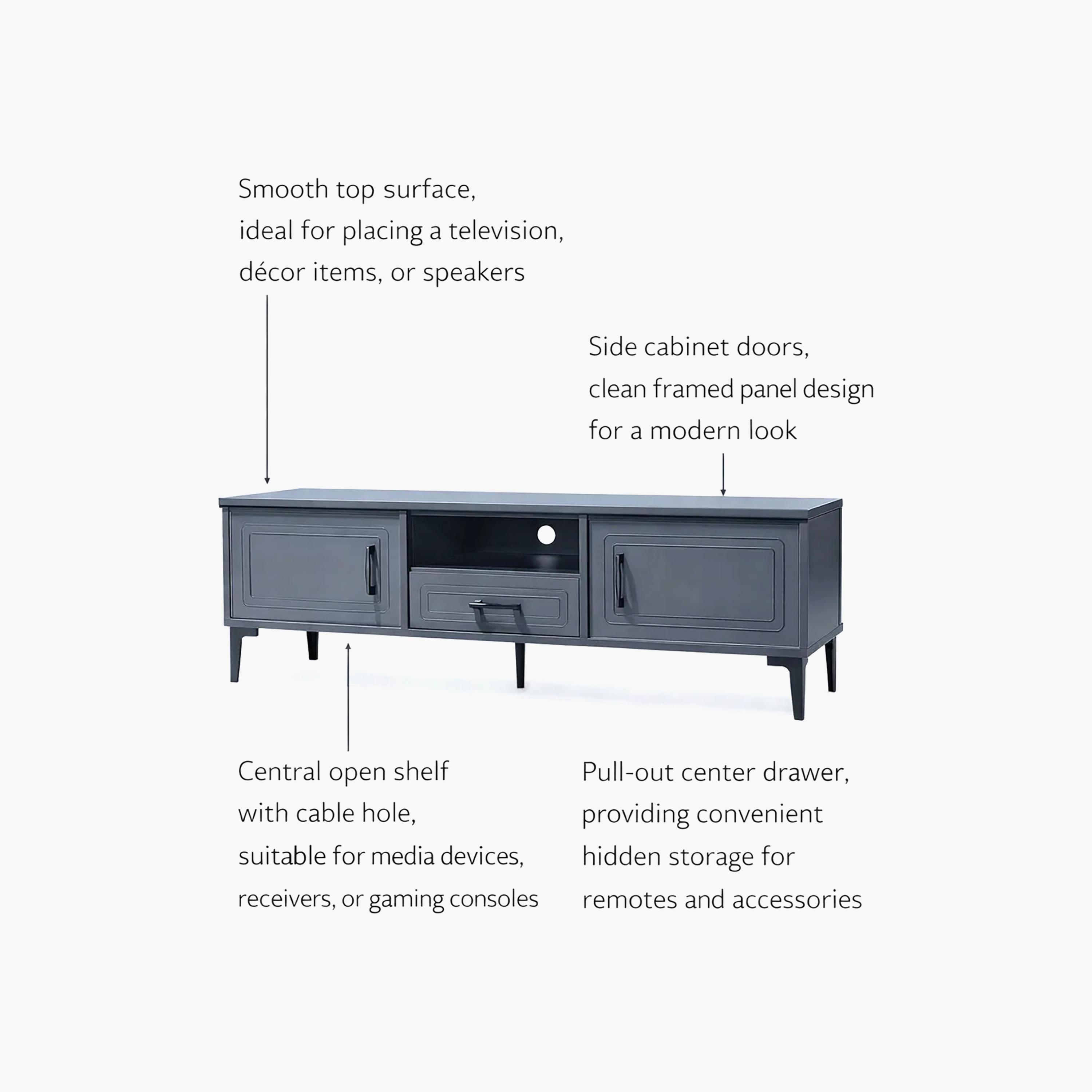 طاولة تلفزيون خشبية بـ 3 أدراج ورف واحد من ماريا هومز-furniture-livingroom-tvandmediaunits-image-4