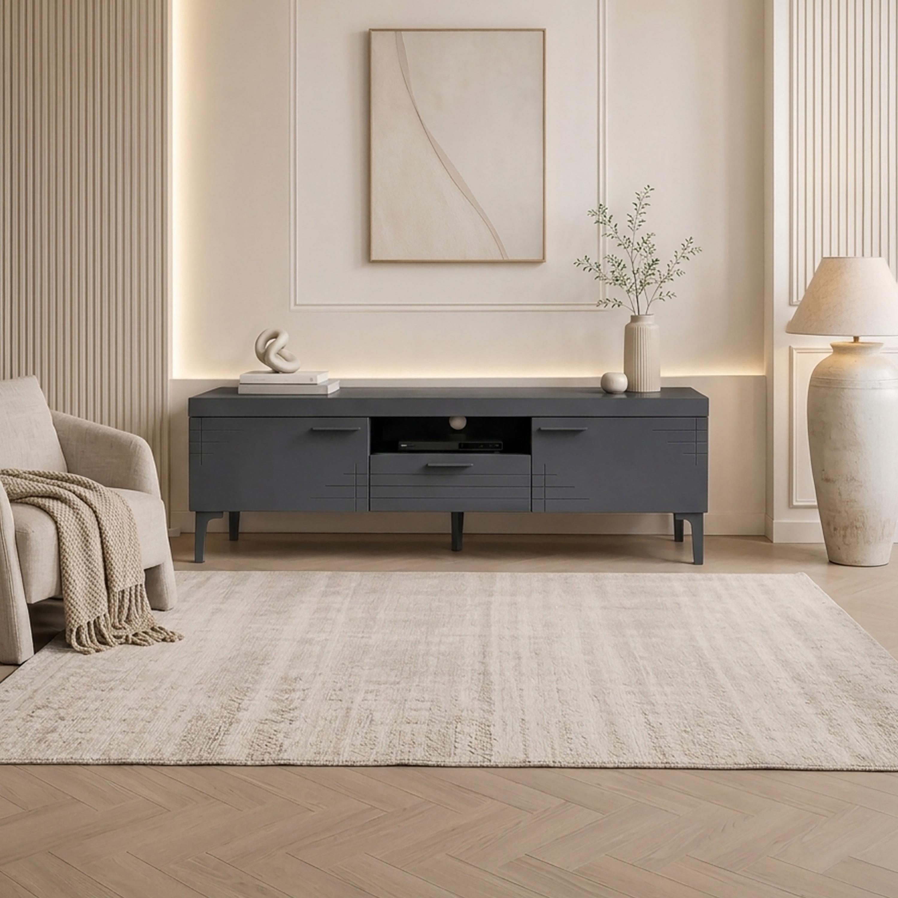 طاولة تلفزيون خشبية بـ 3 أدراج ورف واحد من ماريا هومز-furniture-livingroom-tvandmediaunits-image-1