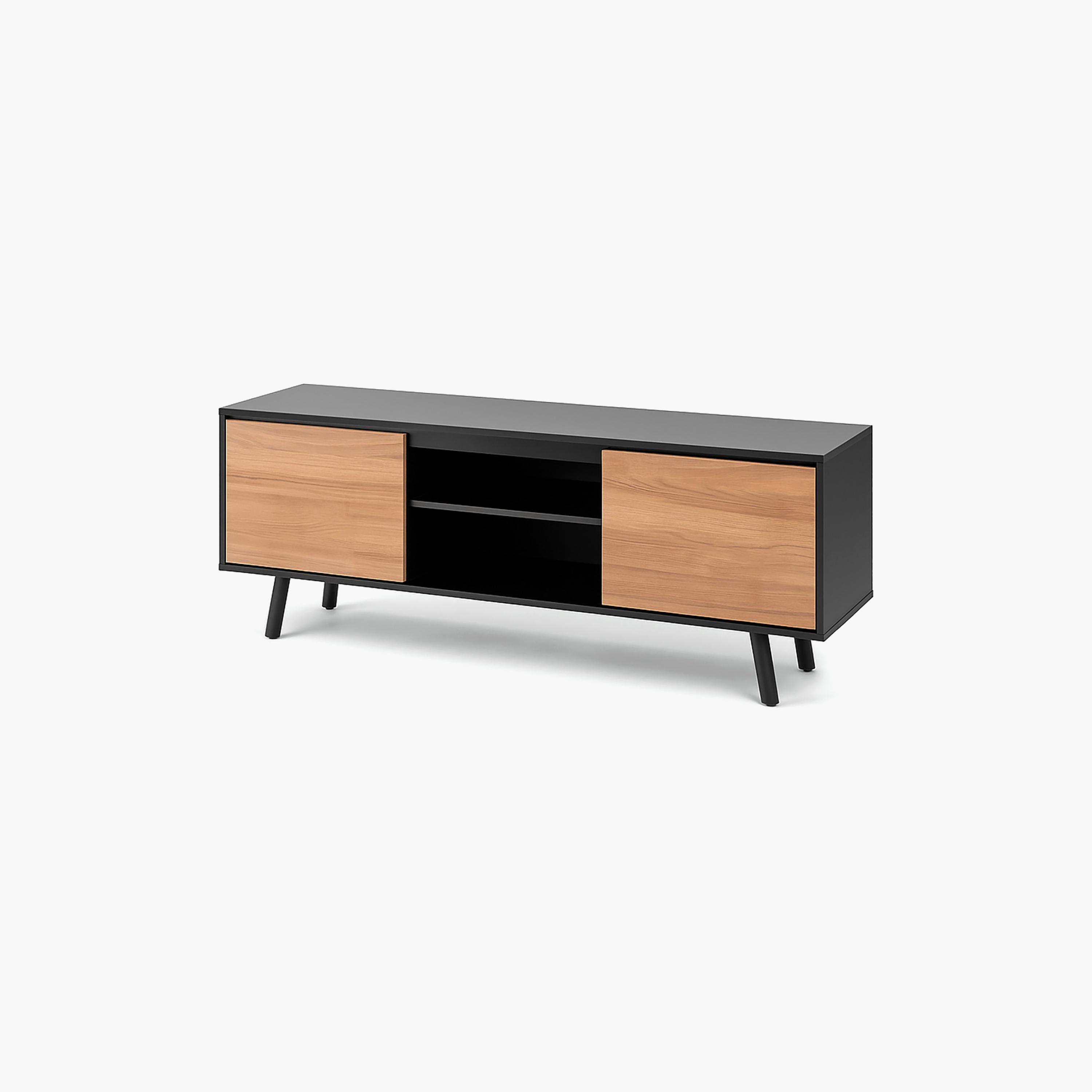 طاولة تلفزيون خشبية بدرجين ورفين من ماريا هومز-furniture-livingroom-tvandmediaunits-image-6