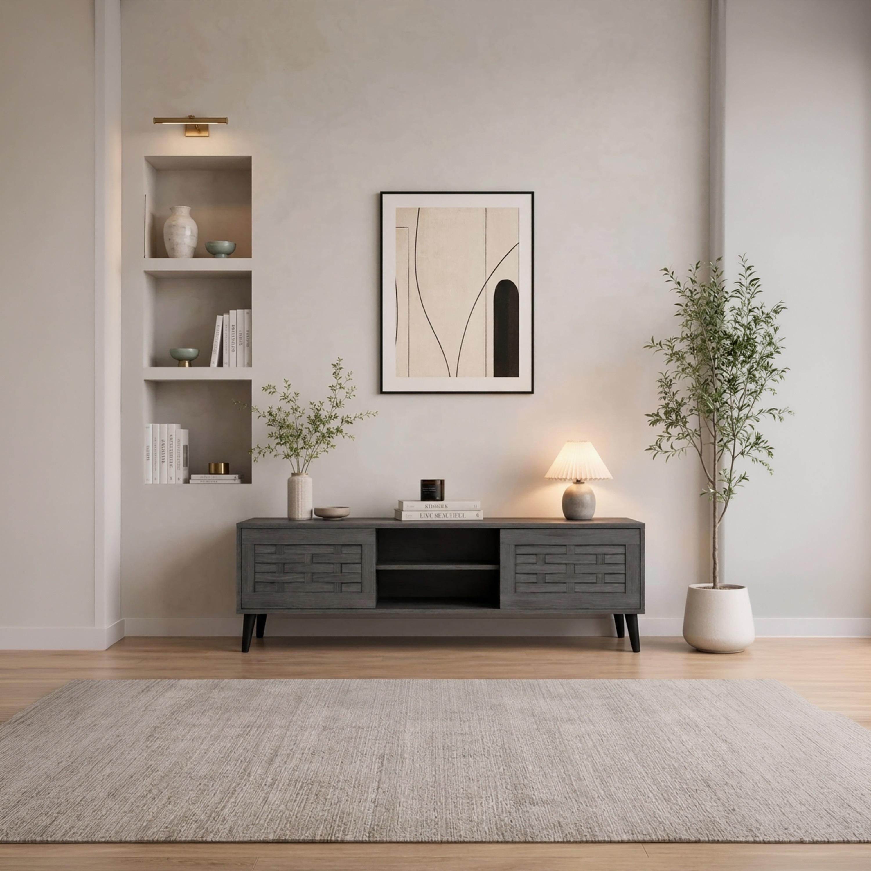 Maria Homes Wooden TV Stand with 2 Drawers & 2 Shelves-furniture-livingroom-tvandmediaunits-image-1