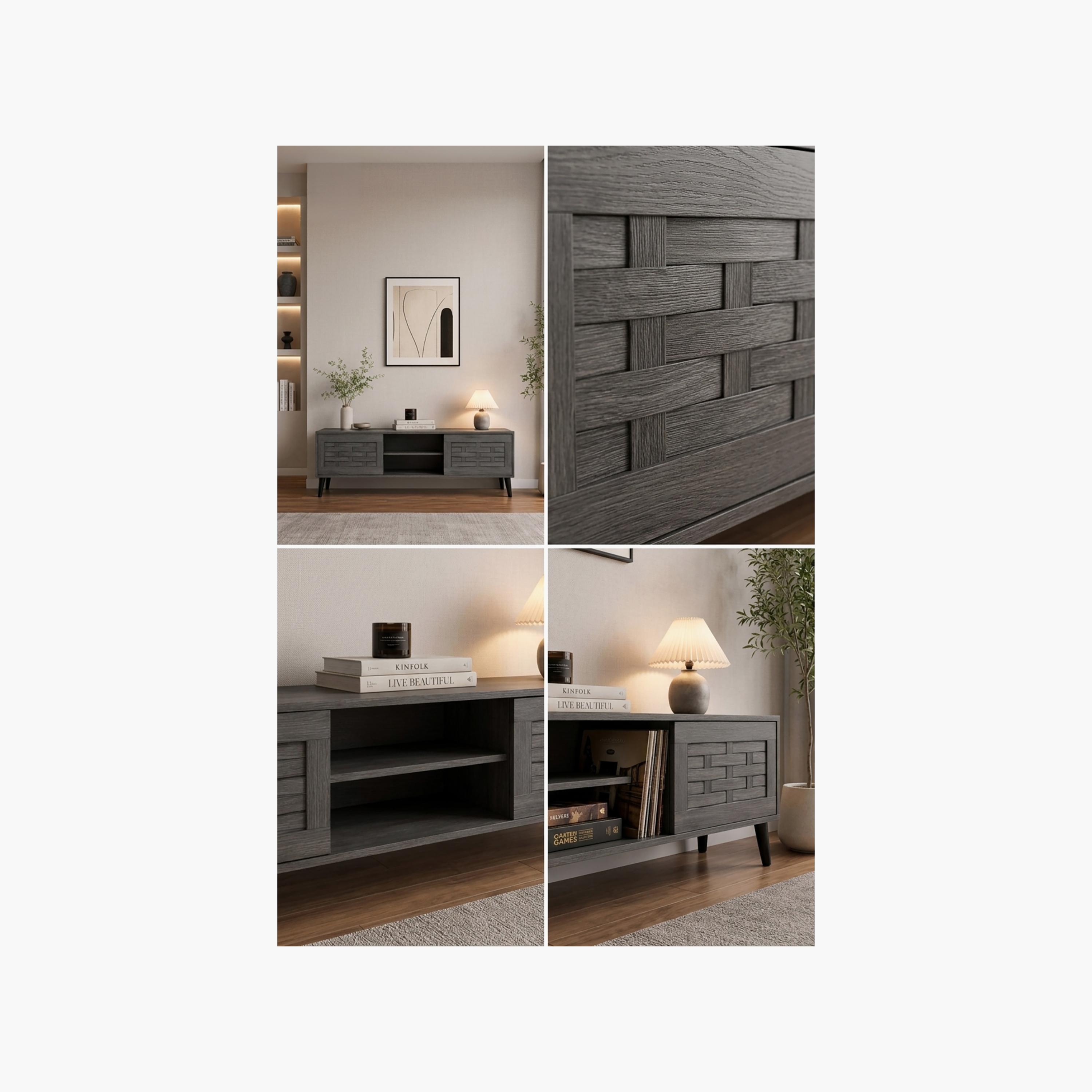 Maria Homes Wooden TV Stand with 2 Drawers & 2 Shelves-furniture-livingroom-tvandmediaunits-image-3