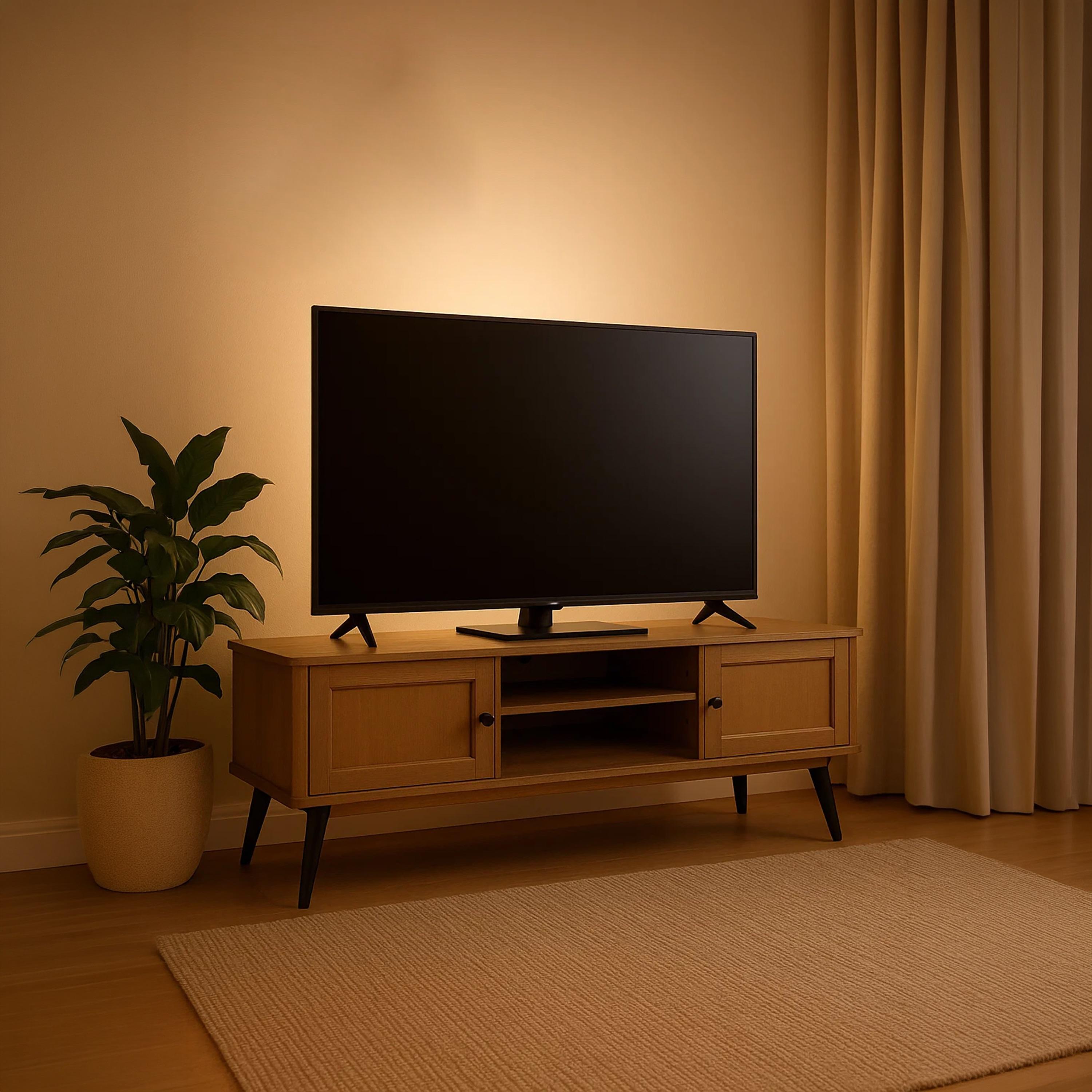 طاولة تلفزيون خشبية بدرجين ورفين من ماريا هومز-furniture-livingroom-tvandmediaunits-image-4