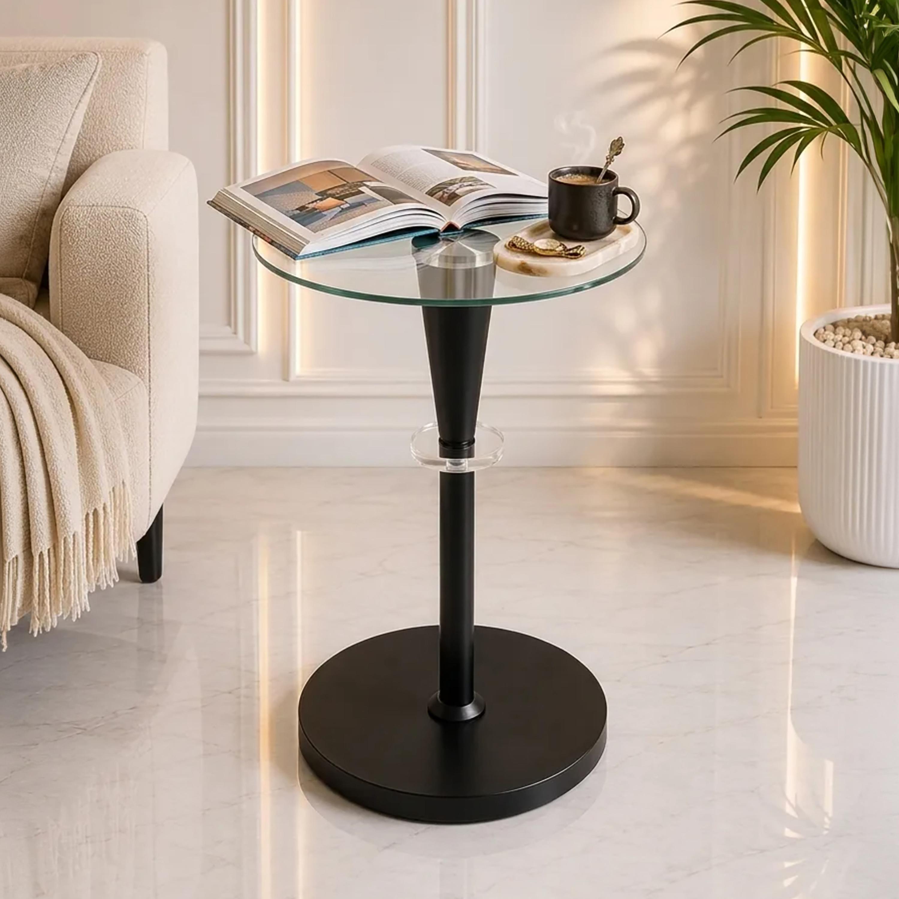 طاولة جانبية زجاجية بقاعدة عمودية من ماريا هومز-furniture-livingroom-sideandendtables-image-1