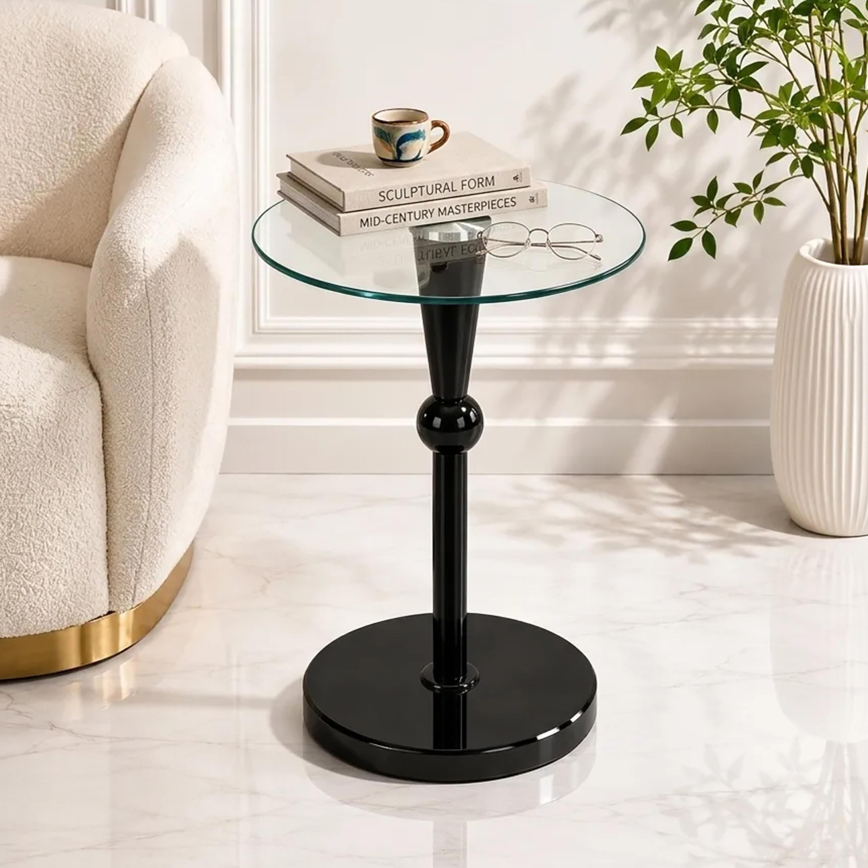 طاولة جانبية زجاجية بقاعدة عمودية من ماريا هومز-furniture-livingroom-sideandendtables-image-1