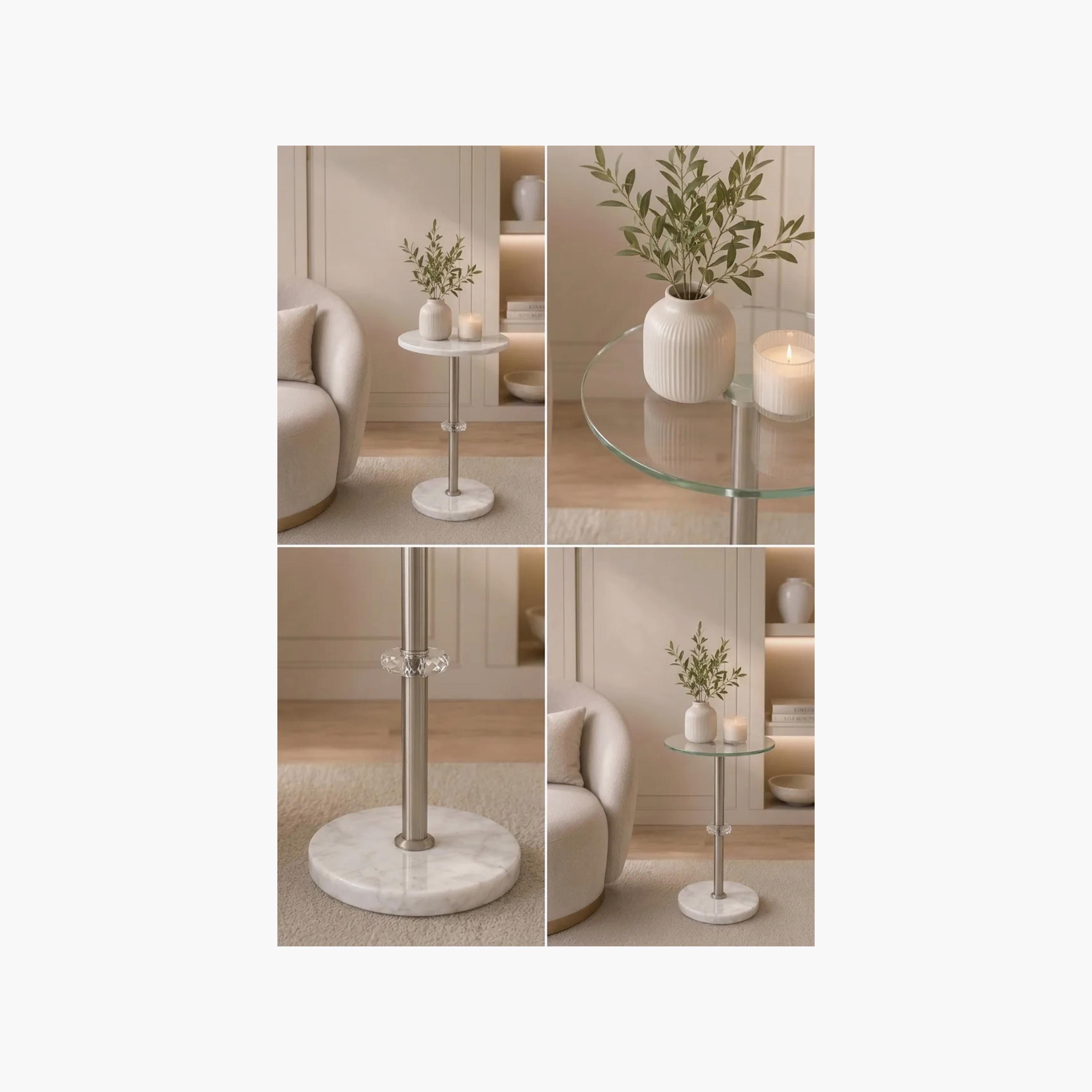 طاولة جانبية بقاعدة رخامية من ماريا هومز-furniture-livingroom-sideandendtables-image-3
