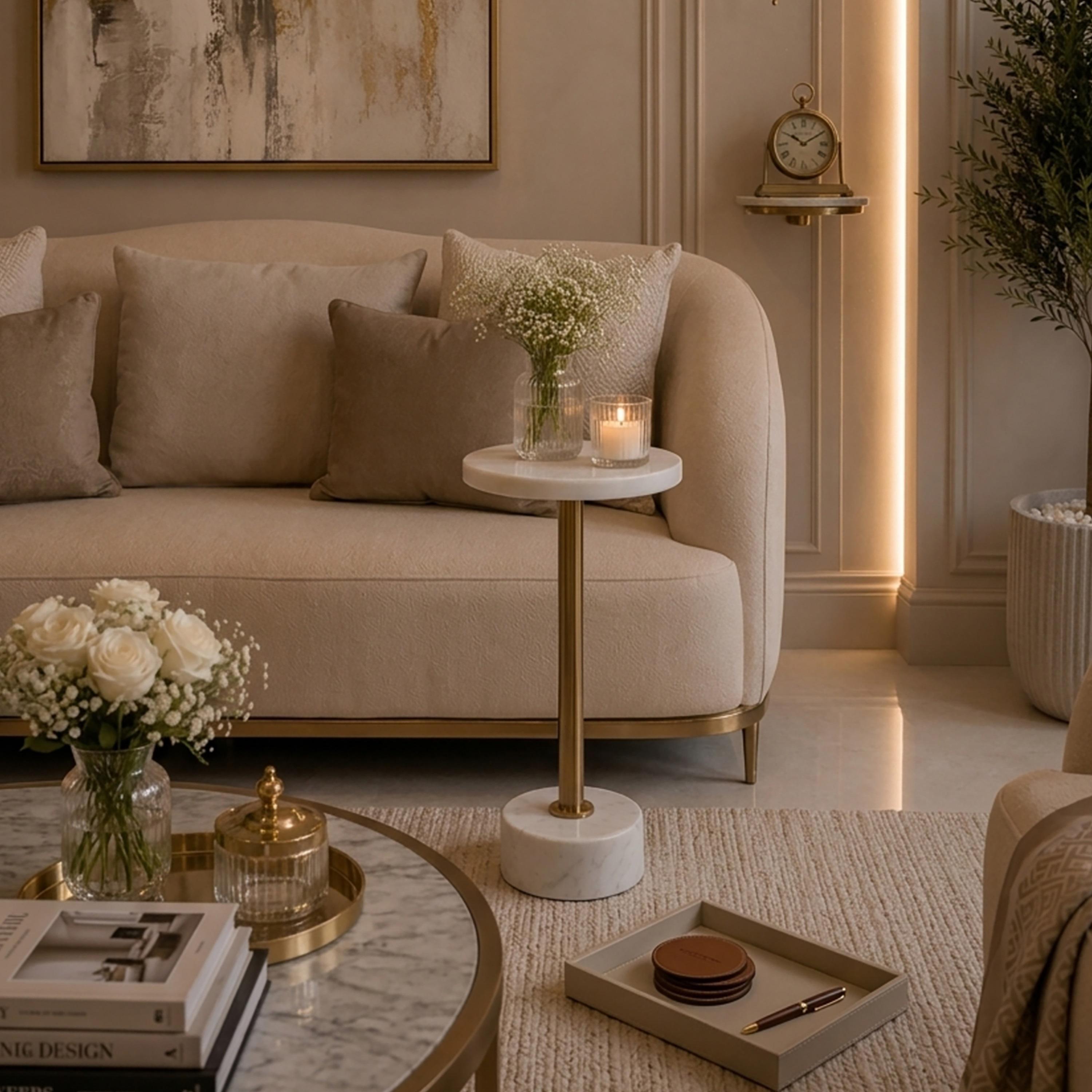 طاولة جانبية رخامية بقاعدة ركيزة من ماريا هومز-furniture-livingroom-sideandendtables-image-2