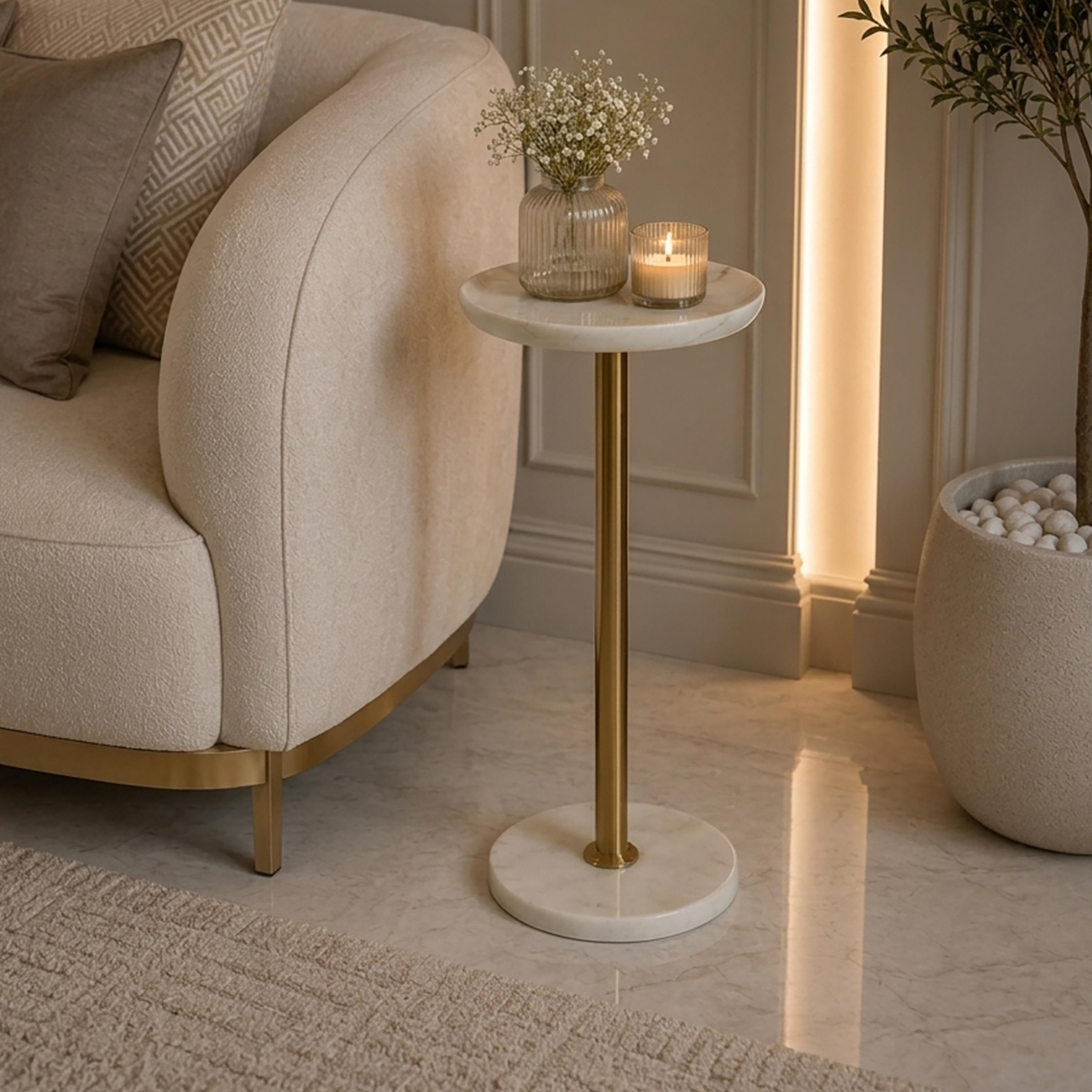 Maria Homes Marble Pedestal Accent Table-furniture-livingroom-sideandendtables-image-1