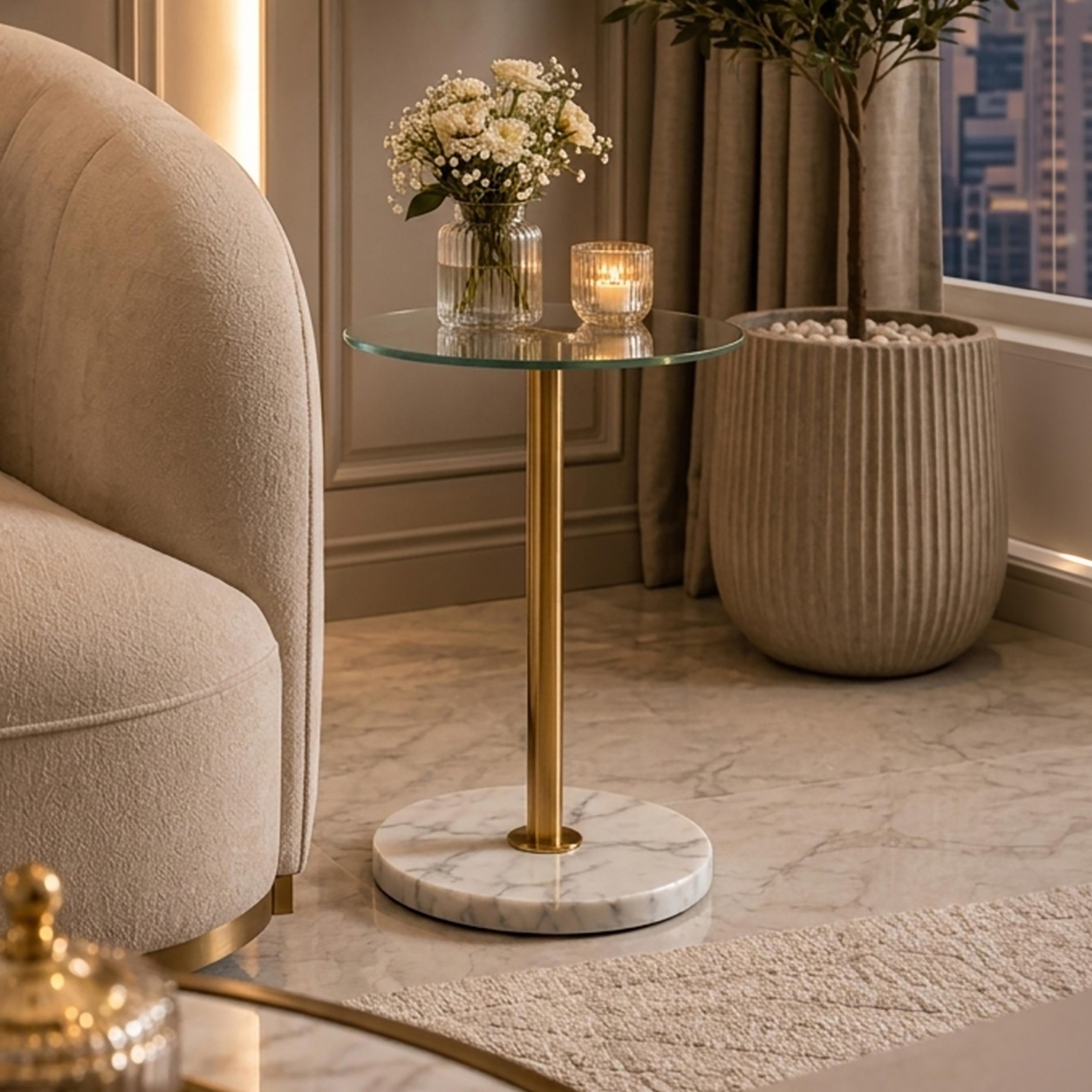 Maria Homes Glass Pedestal Accent Table-furniture-livingroom-sideandendtables-image-1
