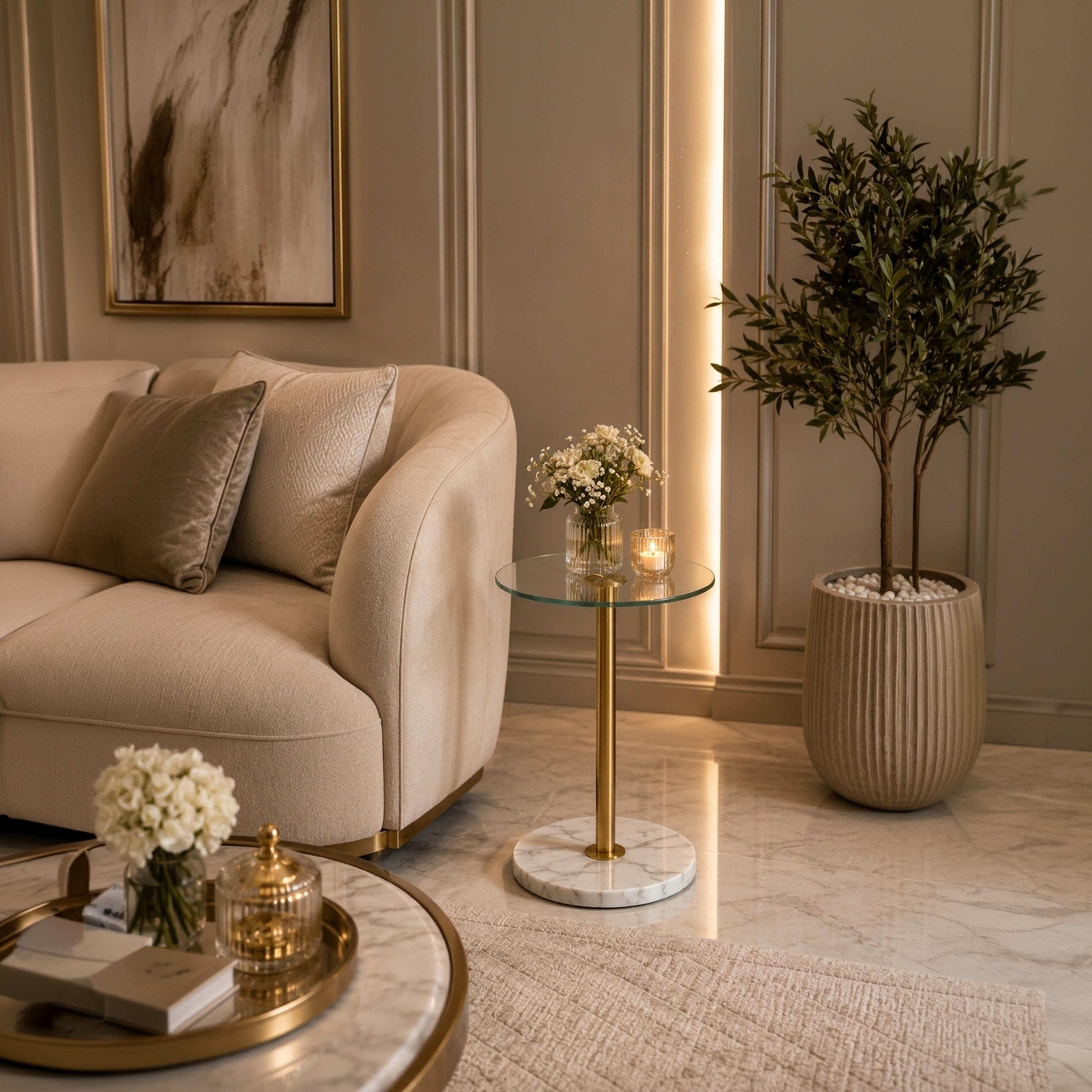 Maria Homes Glass Pedestal Accent Table-furniture-livingroom-sideandendtables-image-2