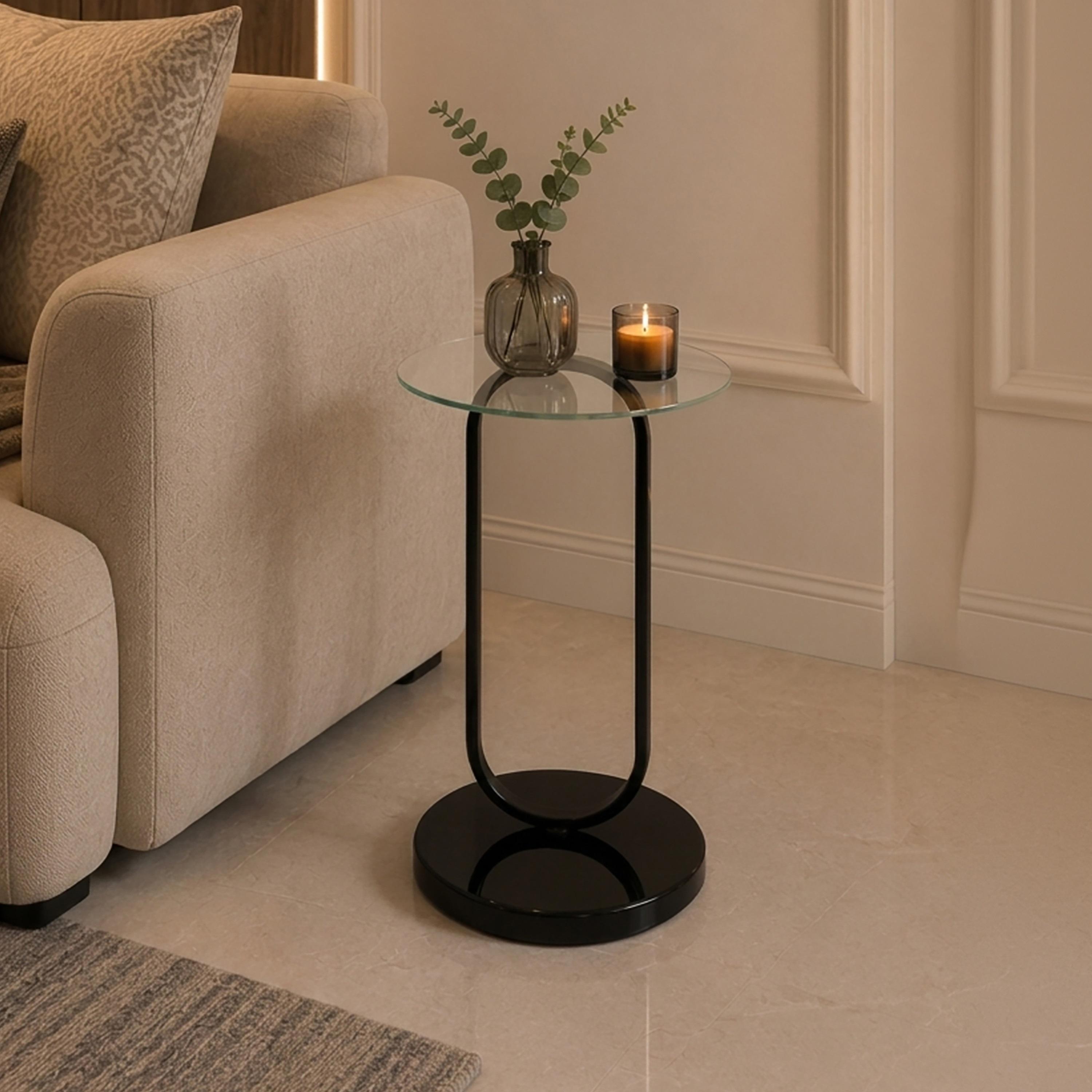 طاولة زينة بقاعدة زجاجية من ماريا هومز-furniture-livingroom-sideandendtables-image-1