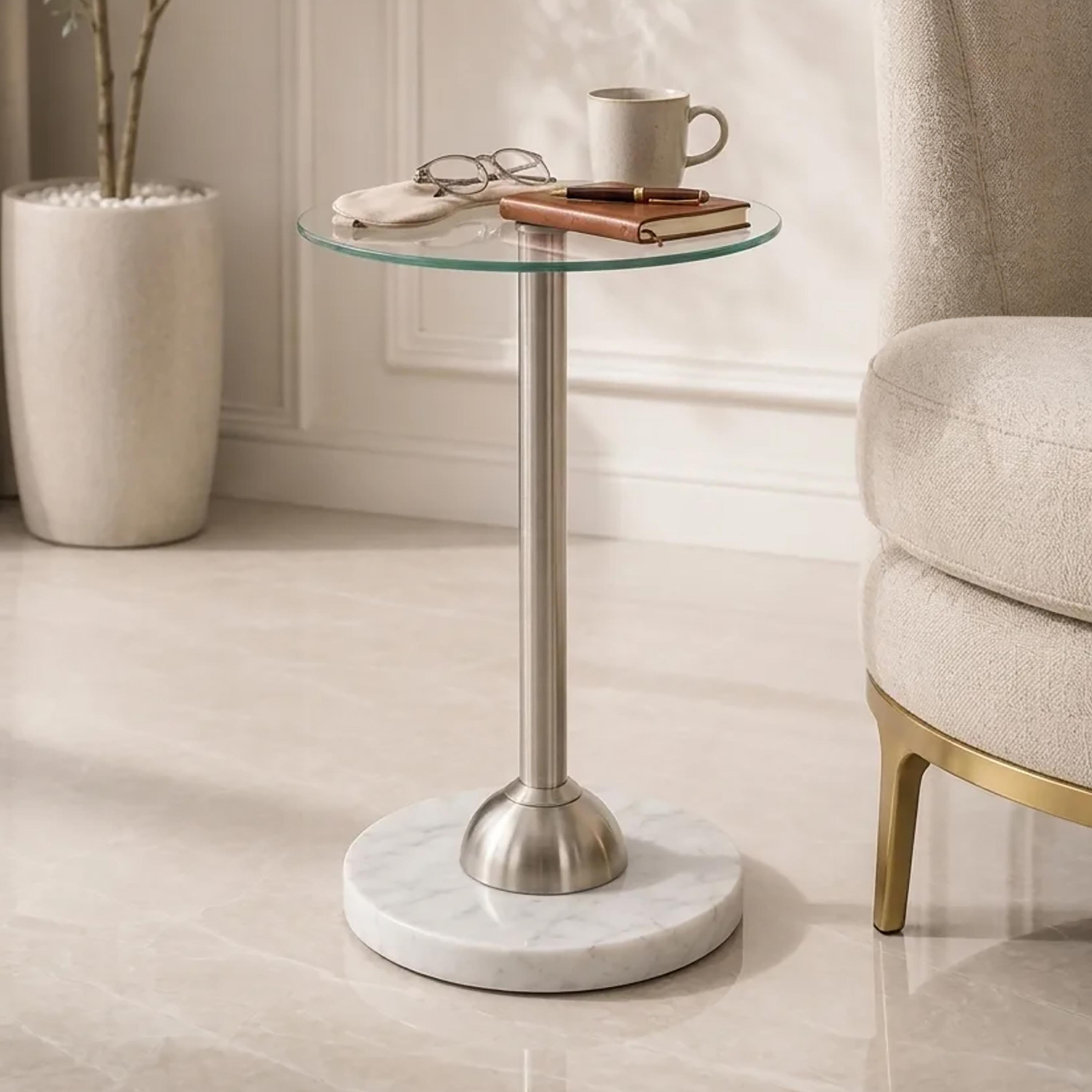 Maria Homes Glass Pedestal Accent Table-furniture-livingroom-sideandendtables-image-1