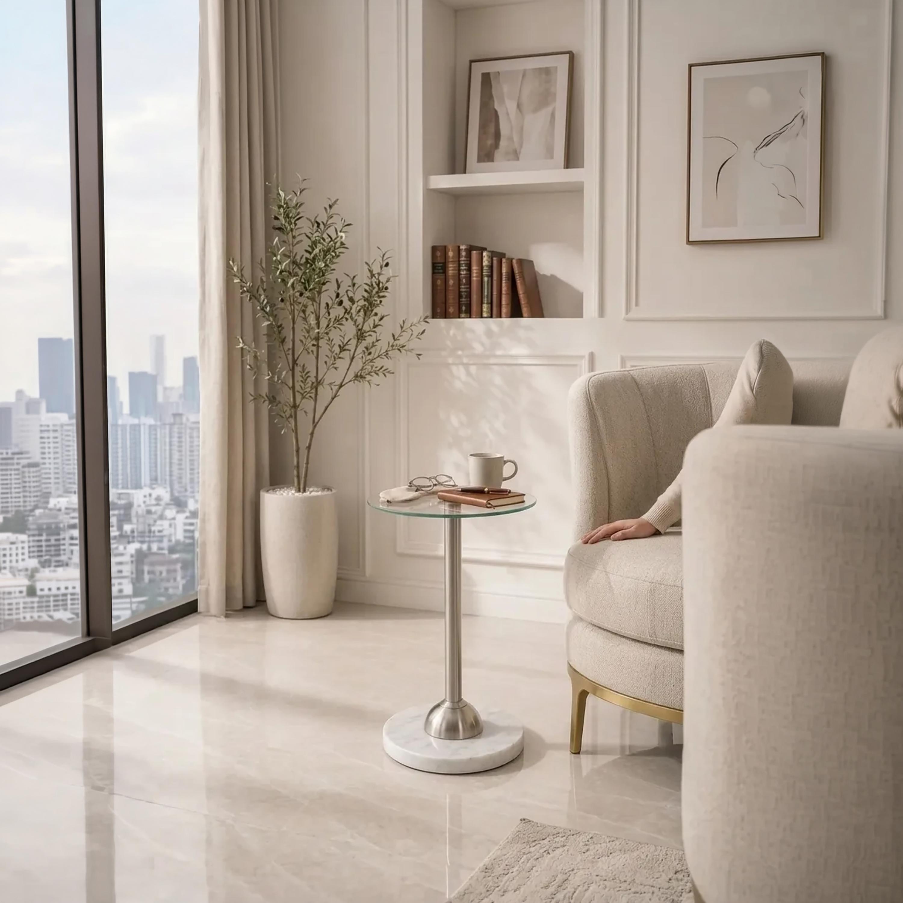 Maria Homes Glass Pedestal Accent Table-furniture-livingroom-sideandendtables-image-2