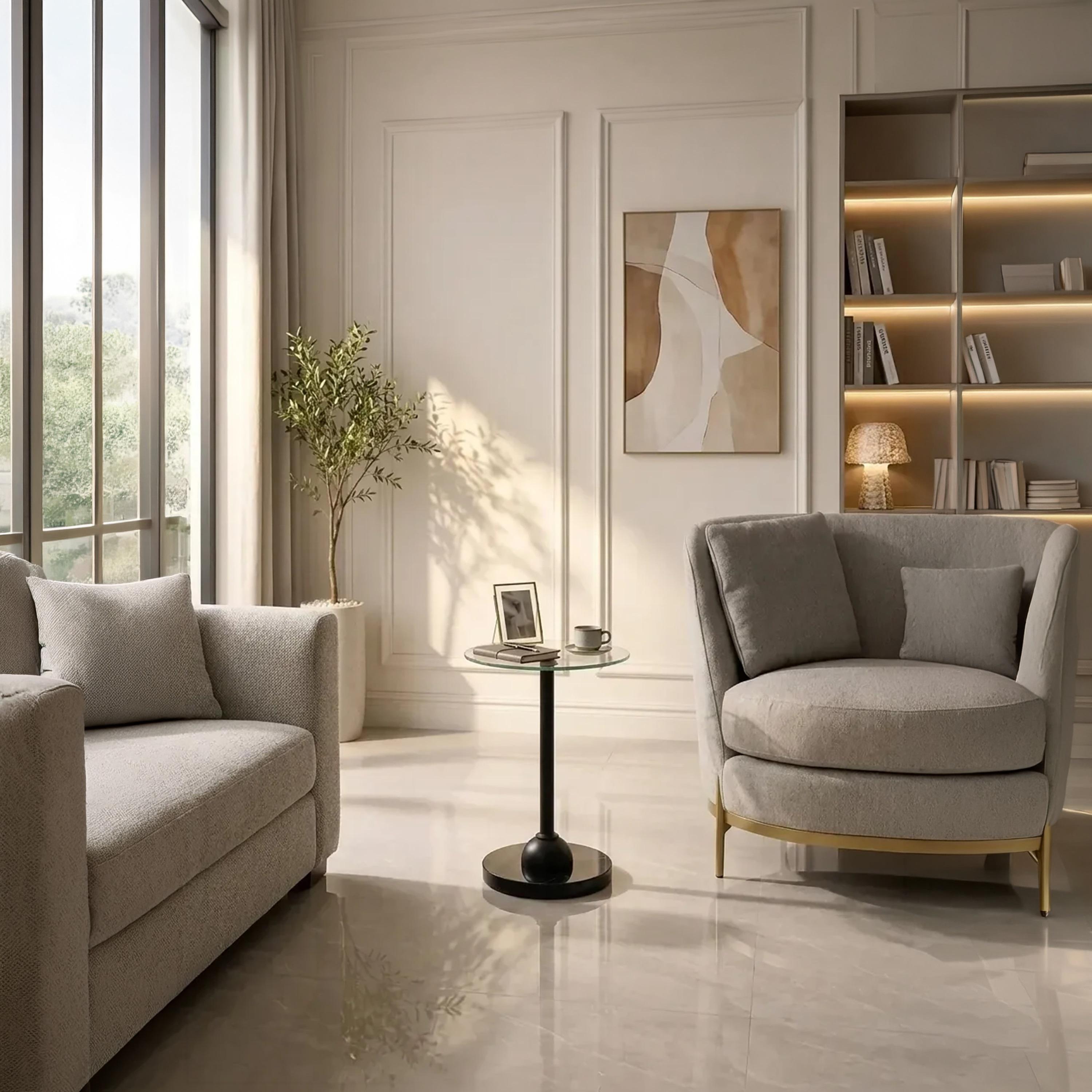 طاولة زينة بقاعدة زجاجية من ماريا هومز-furniture-livingroom-sideandendtables-image-2