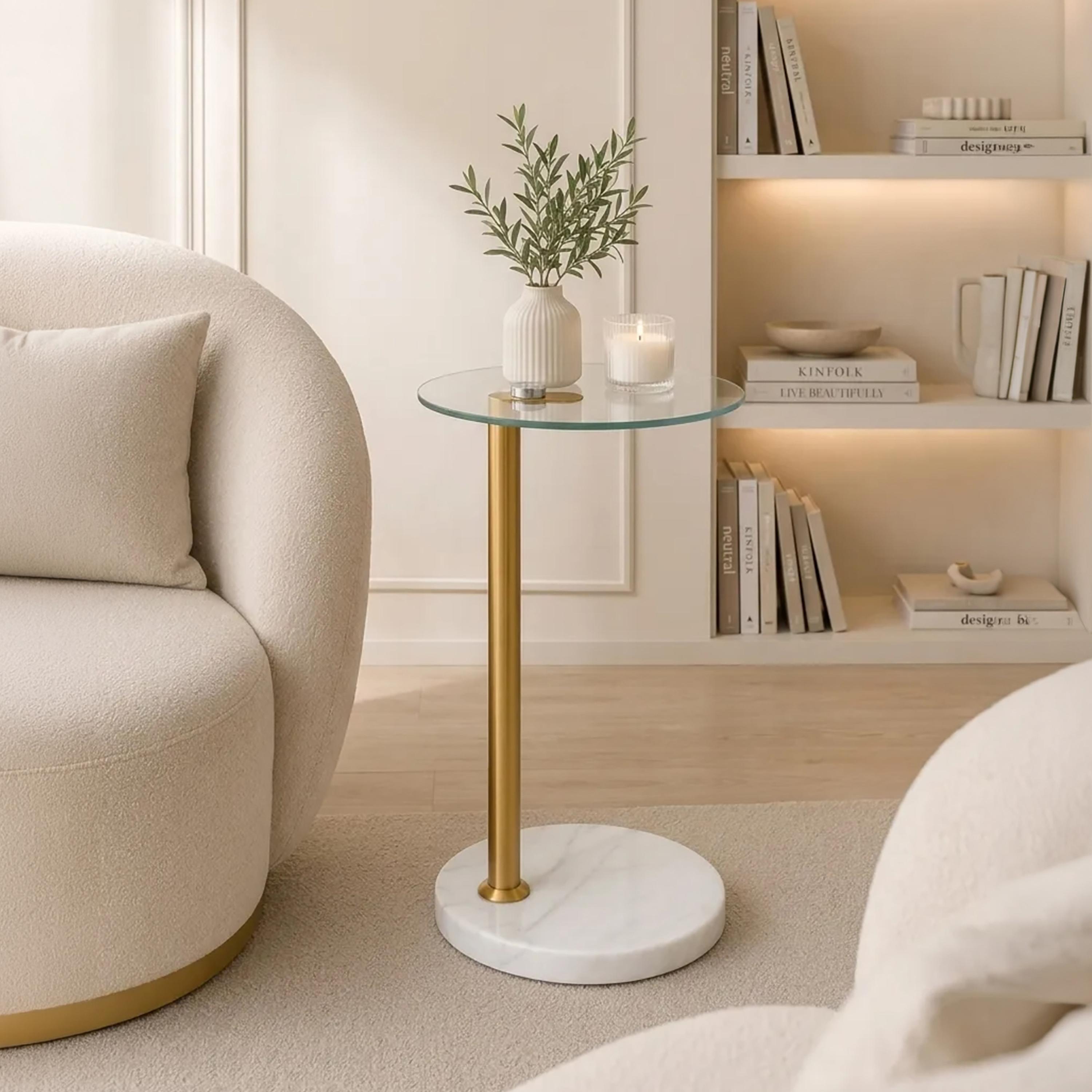 طاولة زينة بقاعدة زجاجية من ماريا هومز-furniture-livingroom-sideandendtables-image-1