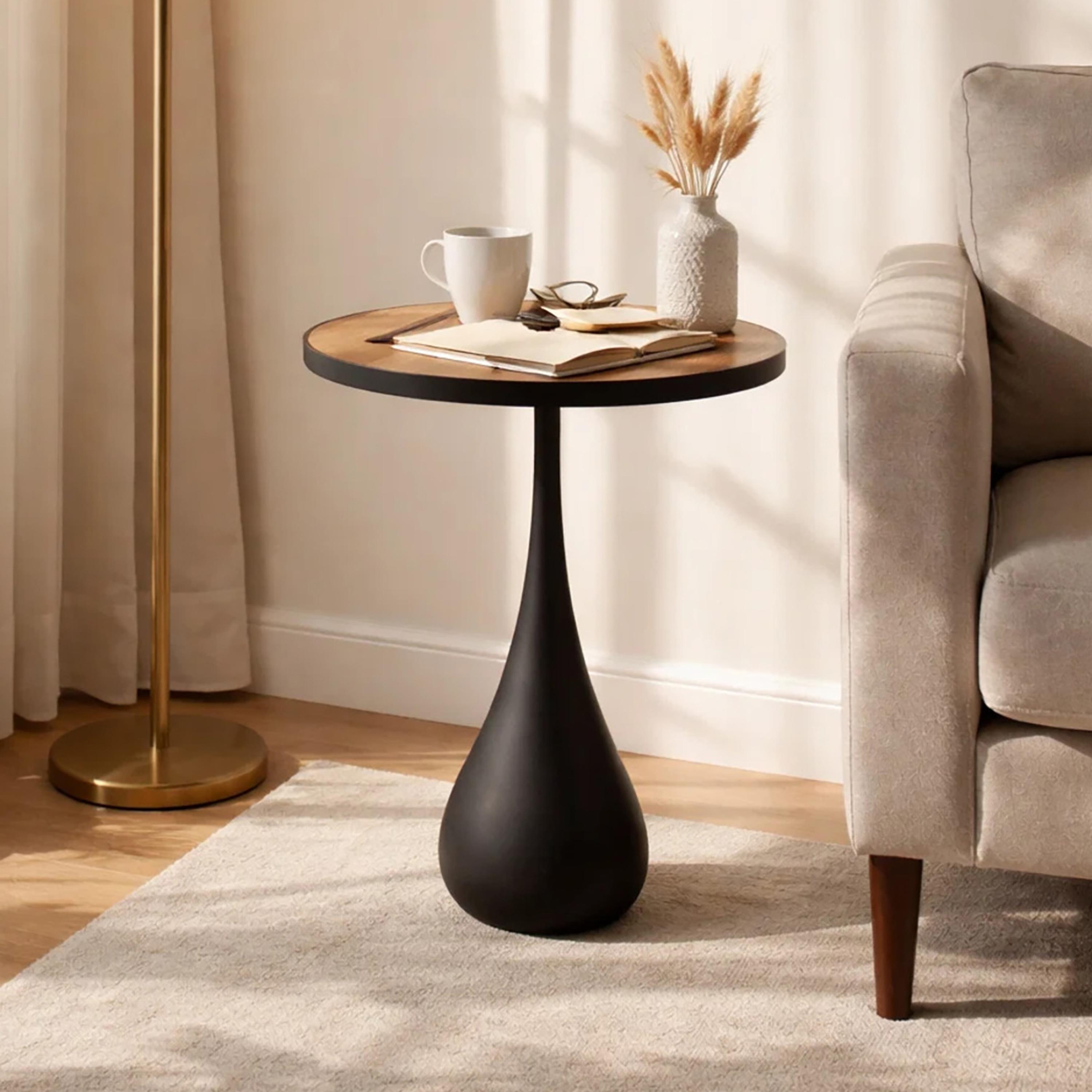 طاولة جانبية خشبية بقاعدة عمودية من ماريا هومز-furniture-livingroom-sideandendtables-image-1