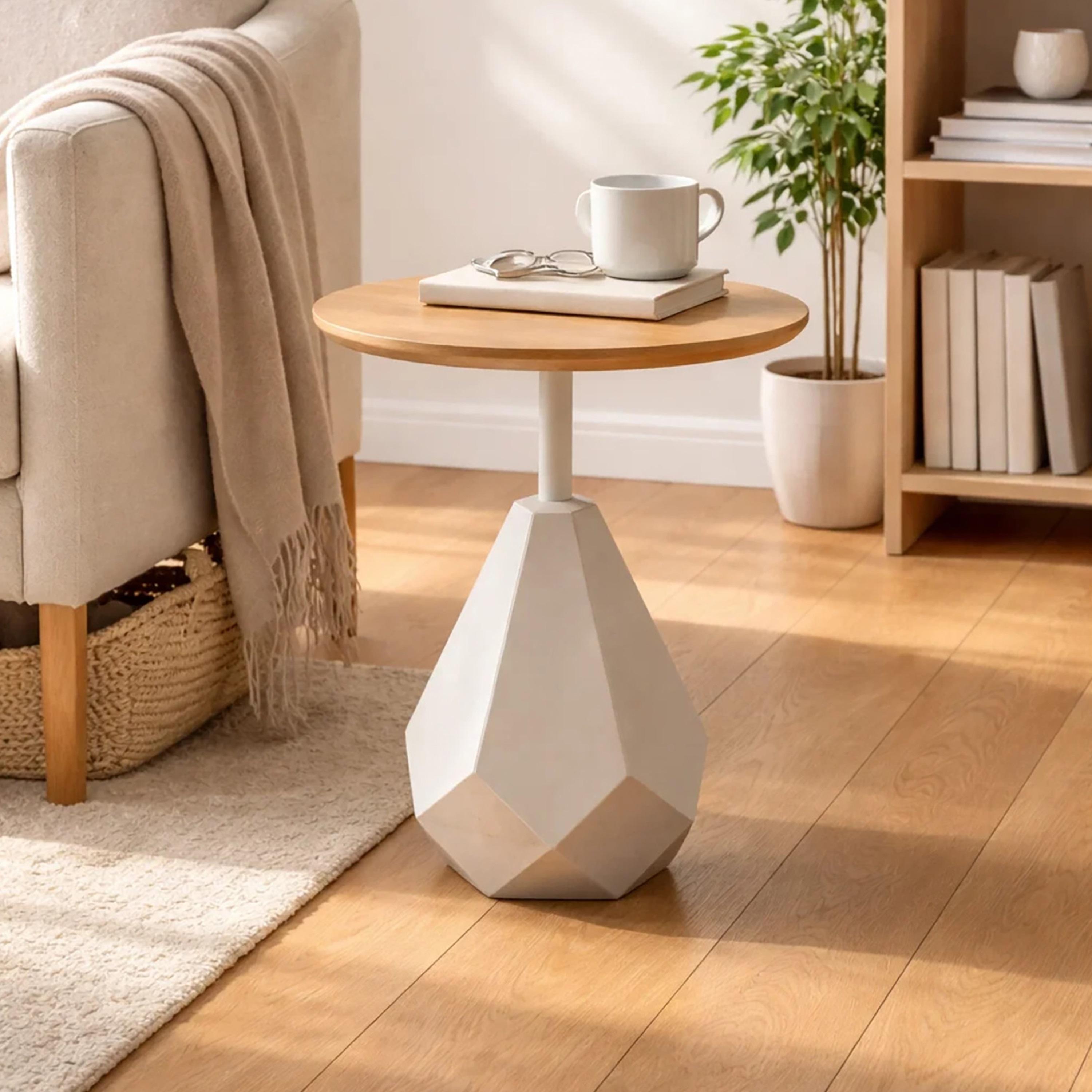 طاولة جانبية خشبية بقاعدة عمودية من ماريا هومز-furniture-livingroom-sideandendtables-image-1