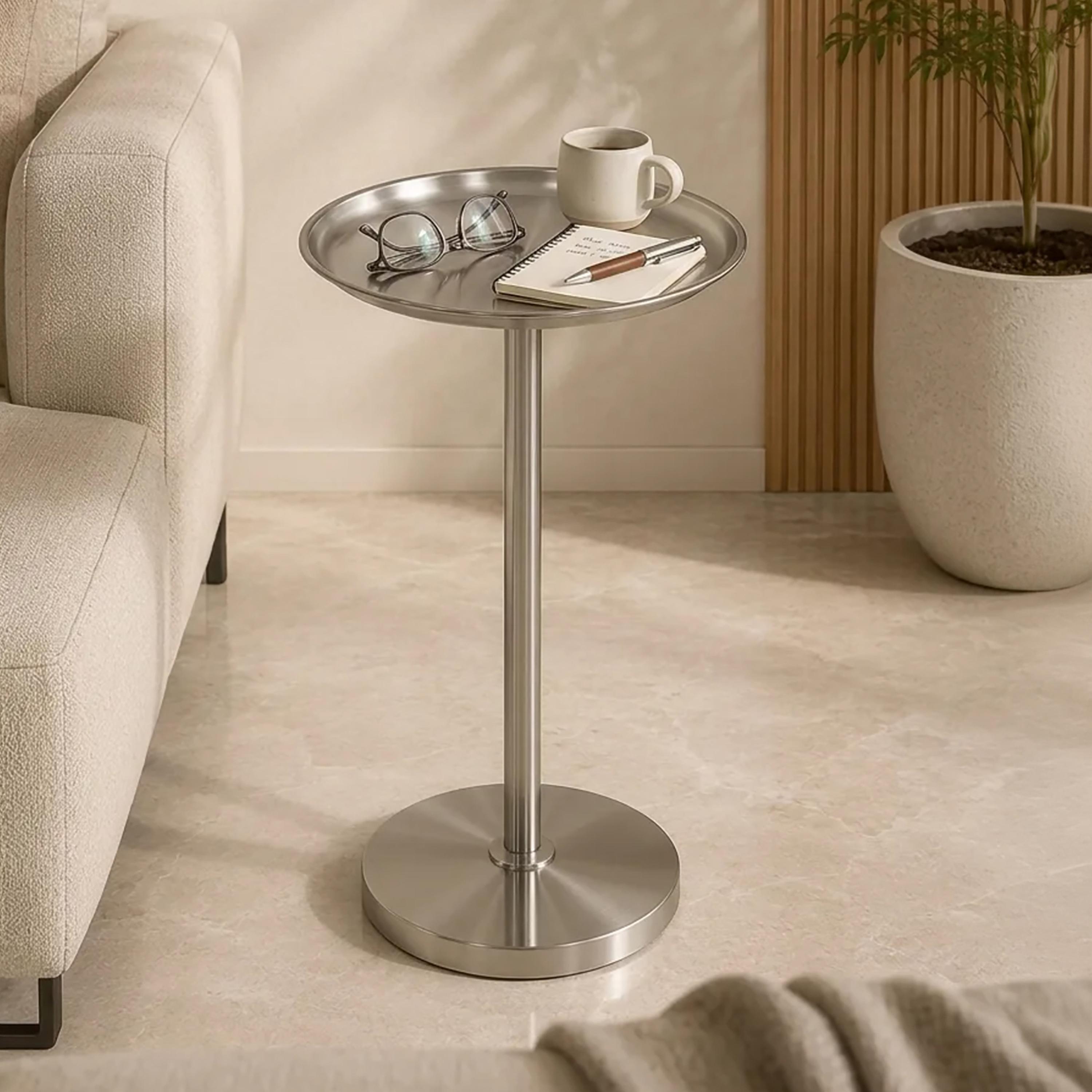 Maria Homes Metal Pedestal Side Table-furniture-livingroom-sideandendtables-image-1