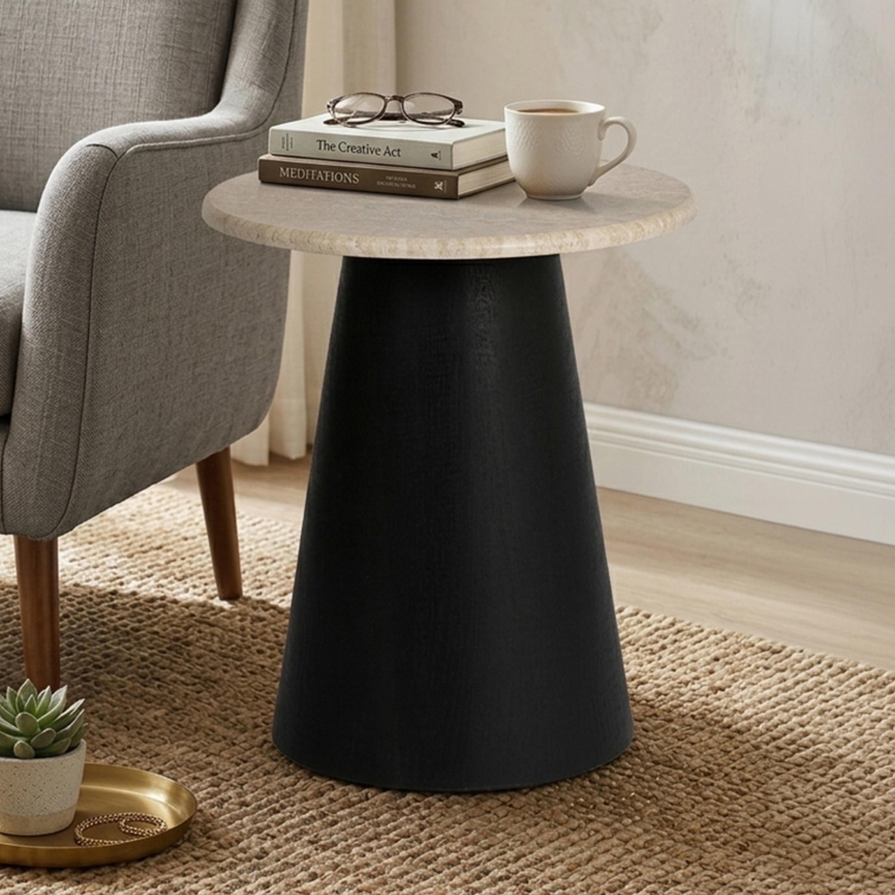 طاولة جانبية رخامية بقاعدة ركيزة من ماريا هومز-furniture-livingroom-sideandendtables-image-1