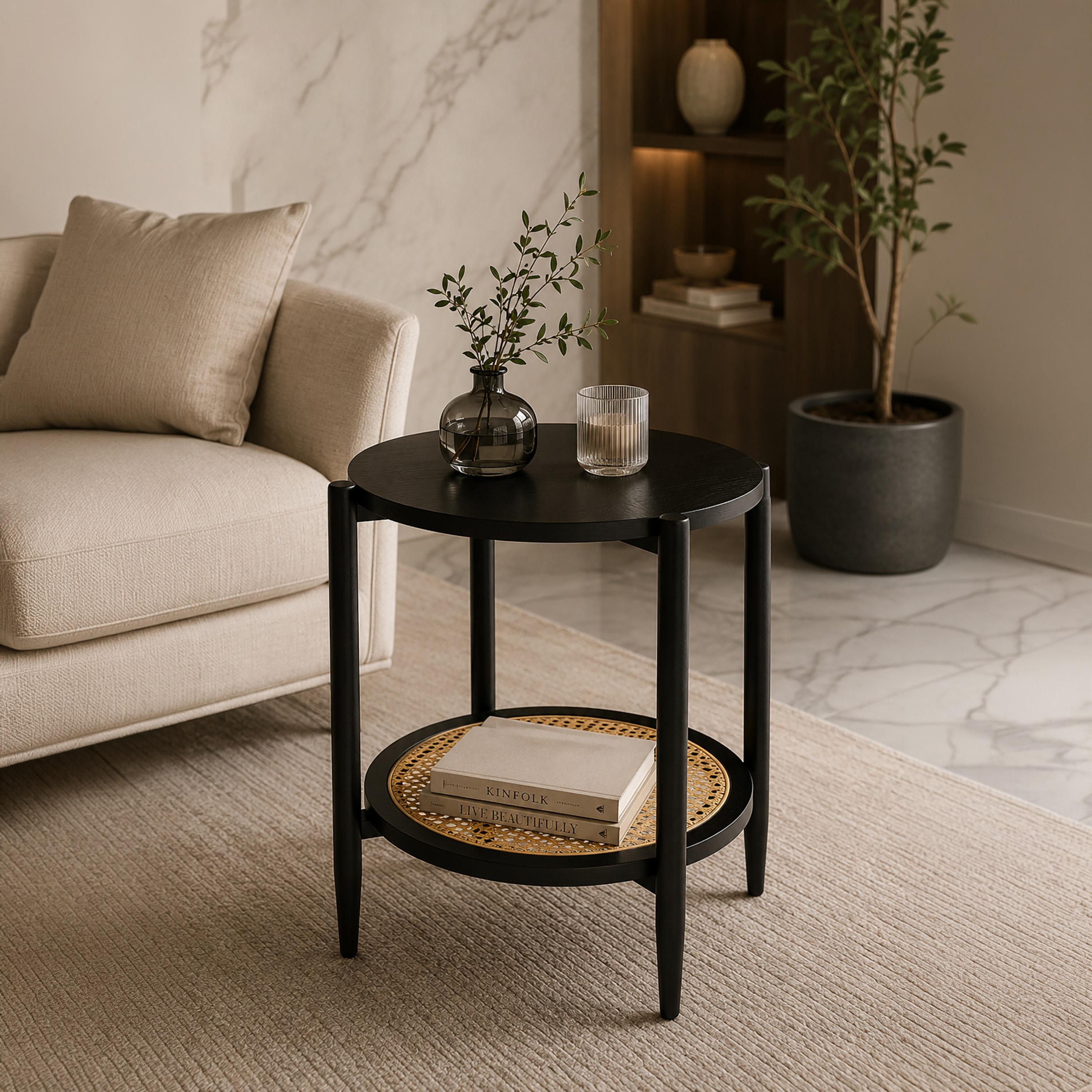 طاولة جانبية روطان بأربع أرجل من ماريا هومز-furniture-livingroom-sideandendtables-image-2