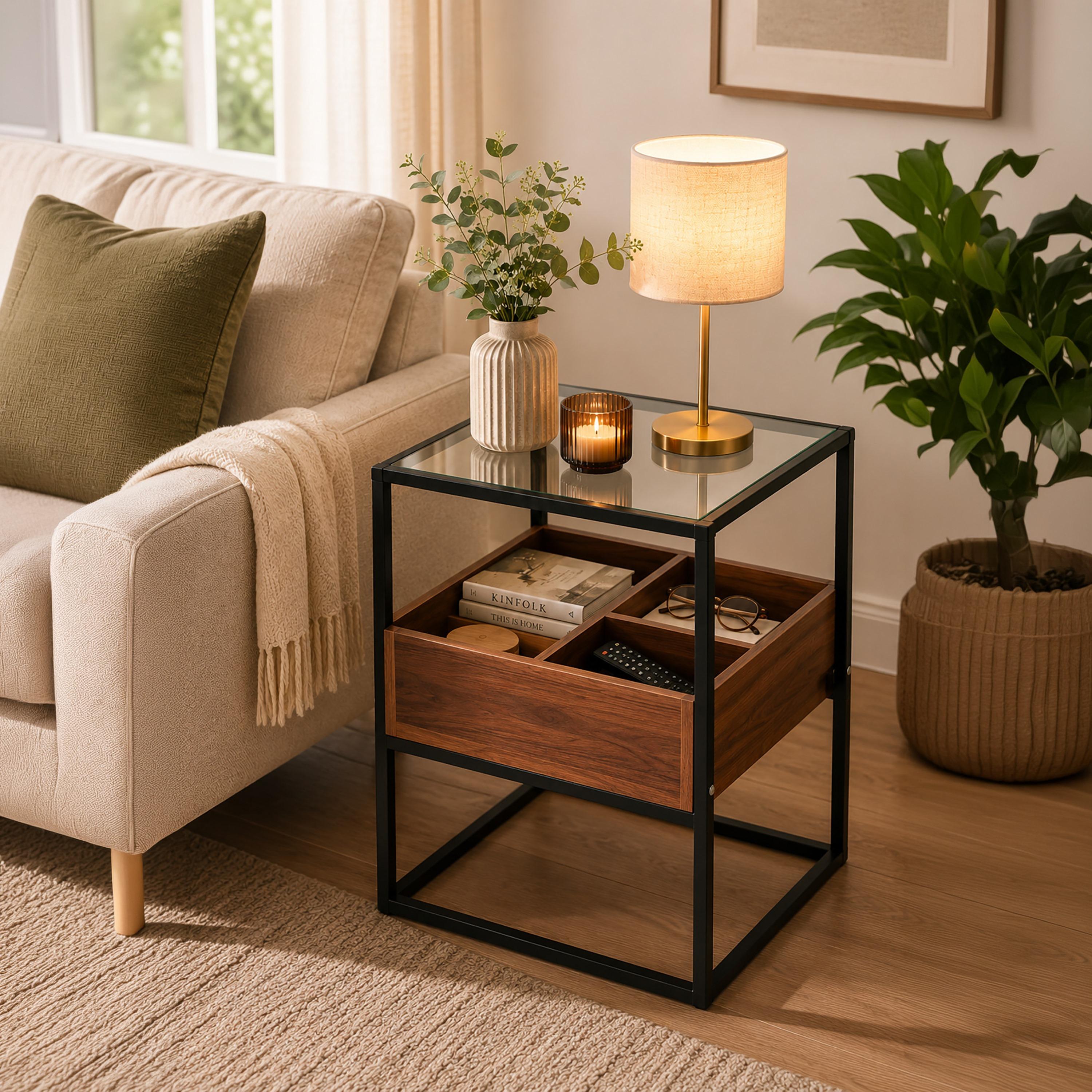 طاولة جانب زجاجية 40×40×55 سم من ماريا هومز-furniture-livingroom-sideandendtables-image-4