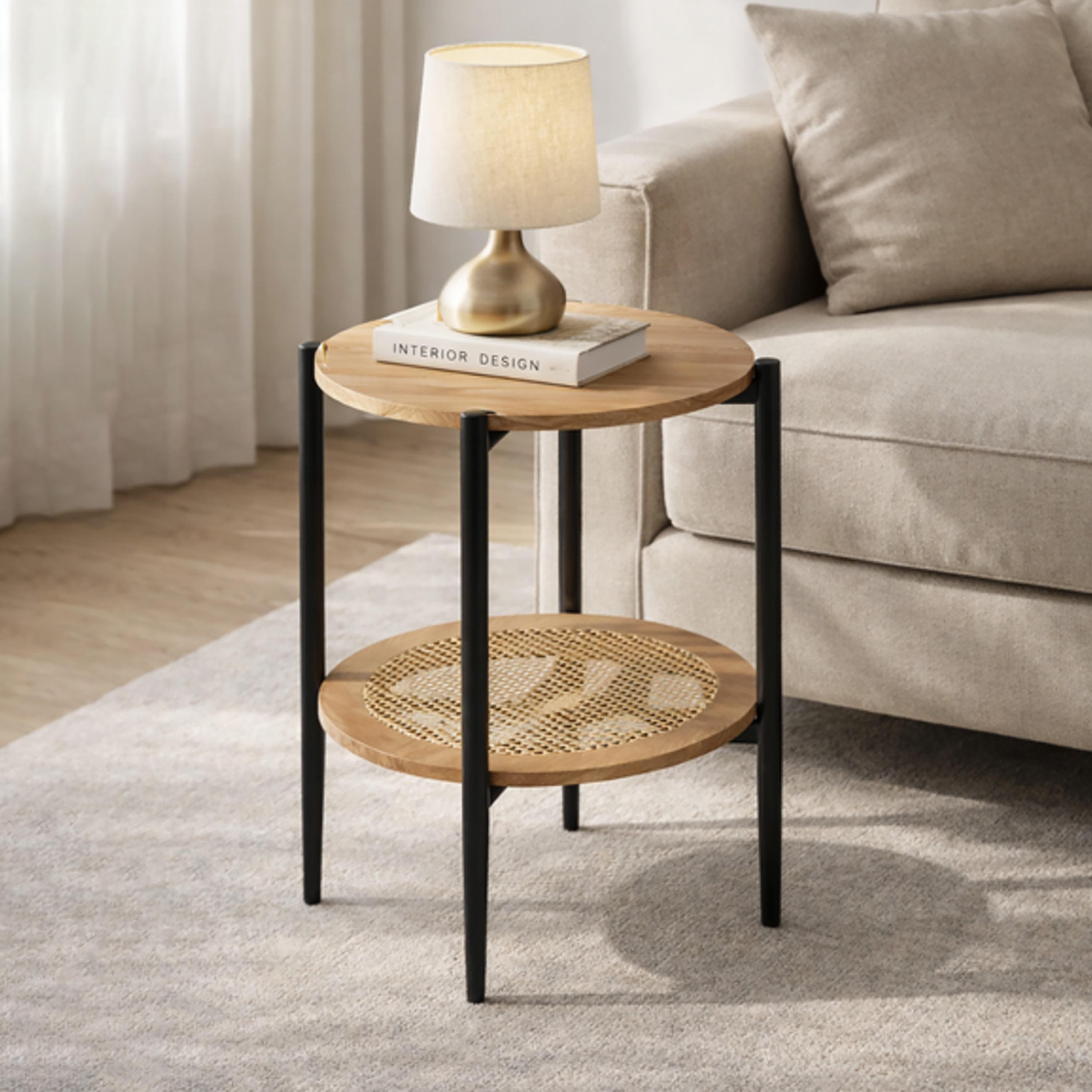 طاولة جانبية روطان بأربع أرجل من ماريا هومز-furniture-livingroom-sideandendtables-image-1