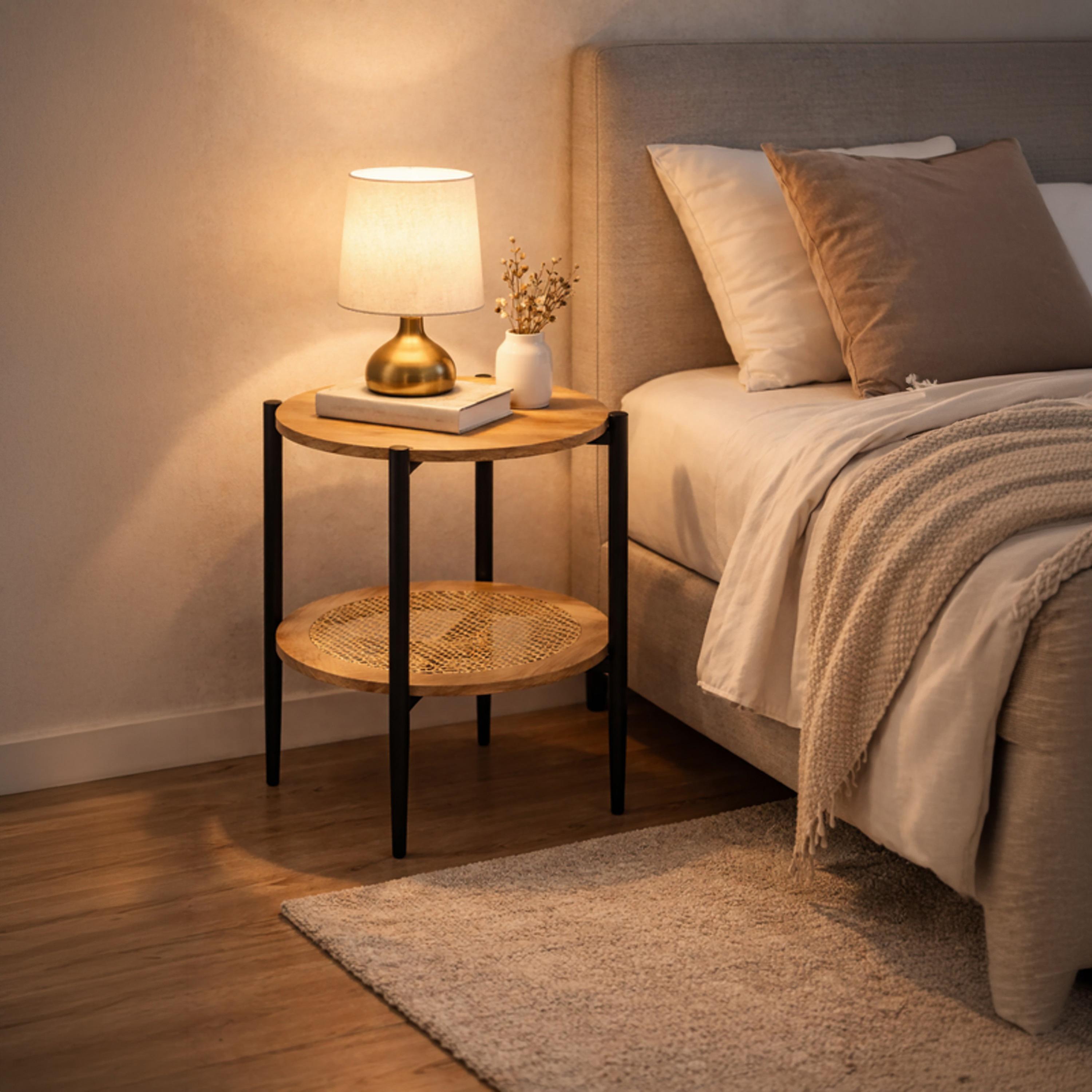 طاولة جانبية روطان بأربع أرجل من ماريا هومز-furniture-livingroom-sideandendtables-image-2