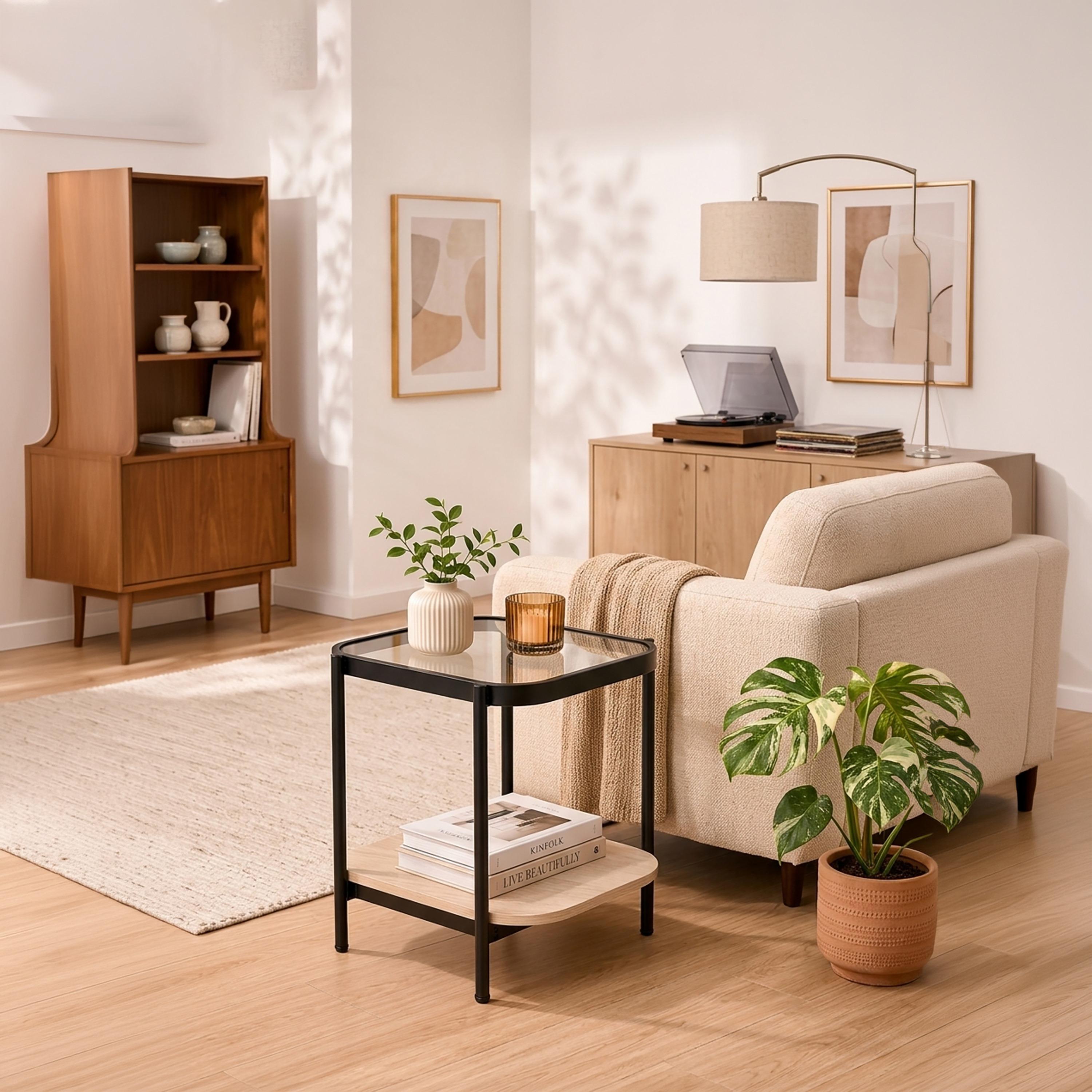 Maria Homes Glass 4-Leg Side Table-furniture-livingroom-sideandendtables-image-2