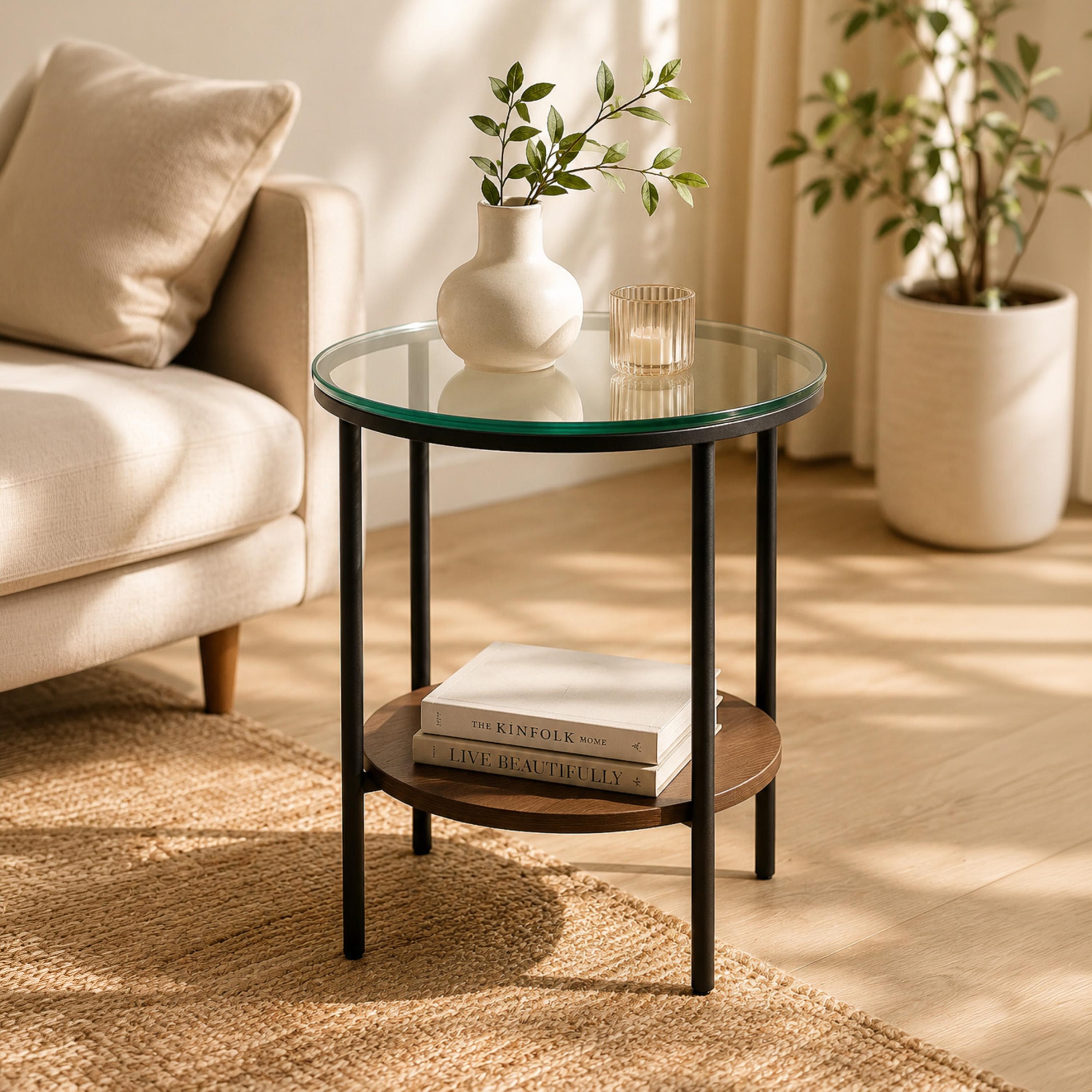 طاولة جانبية زجاجية بأربع أرجل من ماريا هومز-furniture-livingroom-sideandendtables-image-1