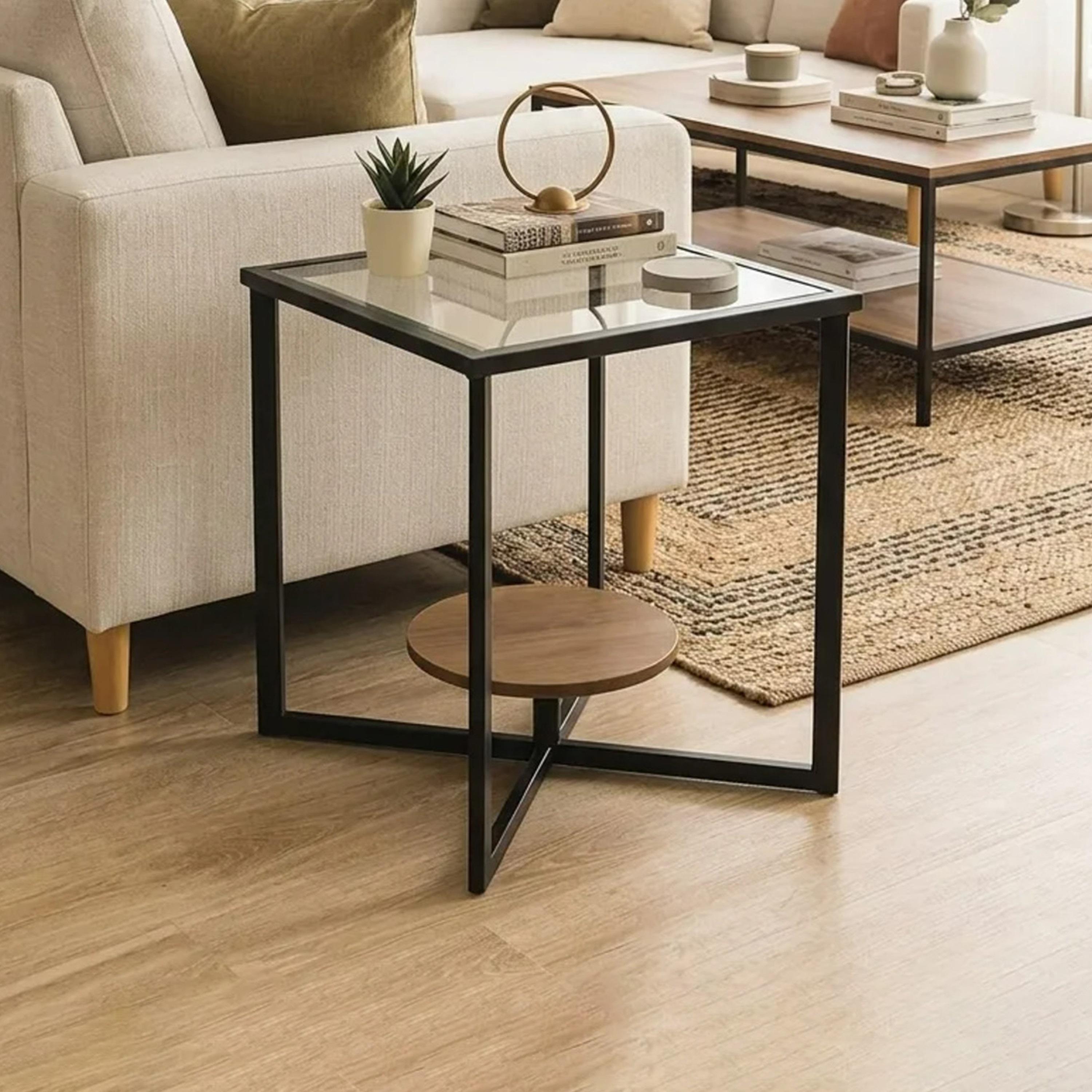 طاولة جانبية زجاجية بقاعدة عمودية من ماريا هومز-furniture-livingroom-sideandendtables-image-1