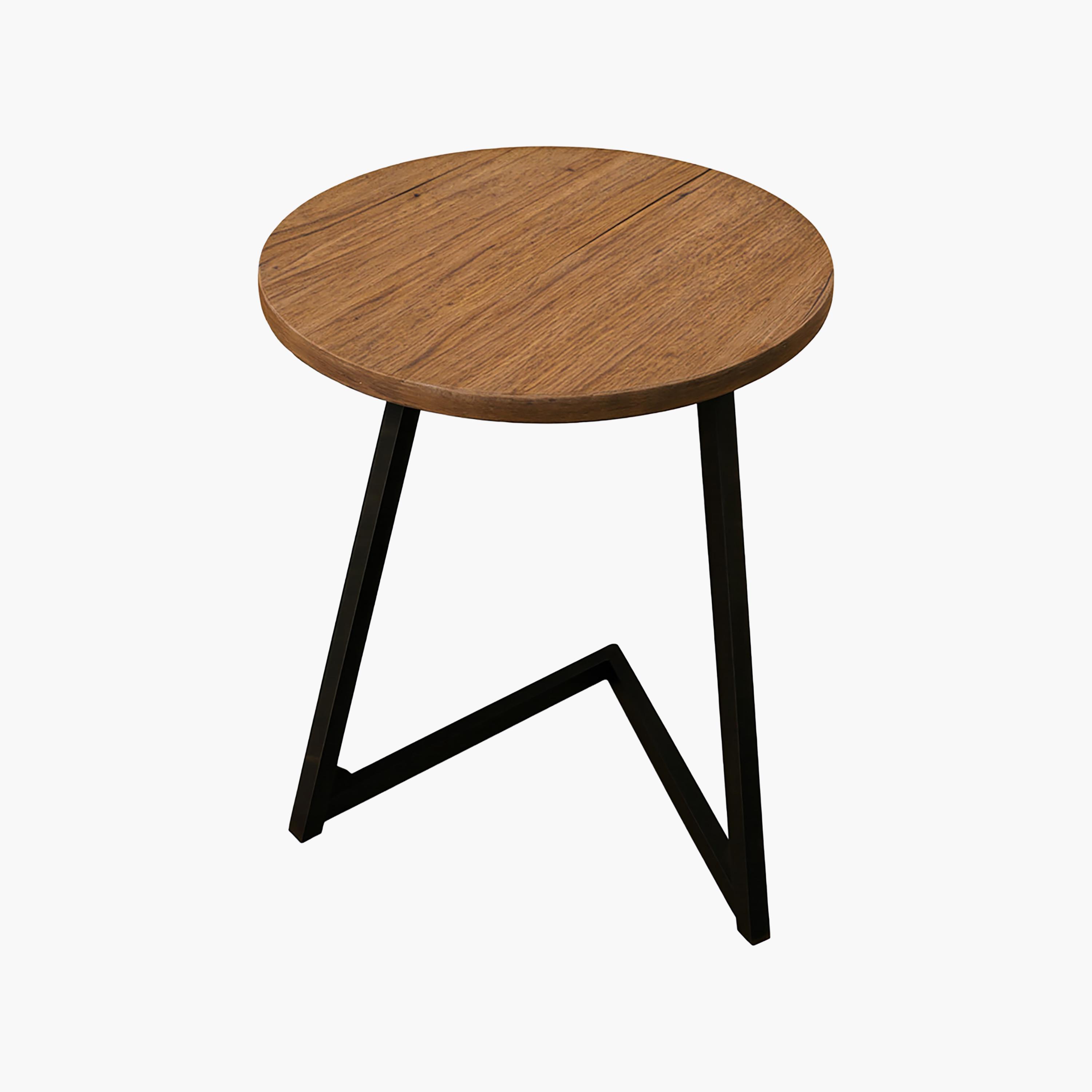 طاولة جانبية خشبية بقاعدة مجسمة من ماريا هومز-furniture-livingroom-sideandendtables-image-1
