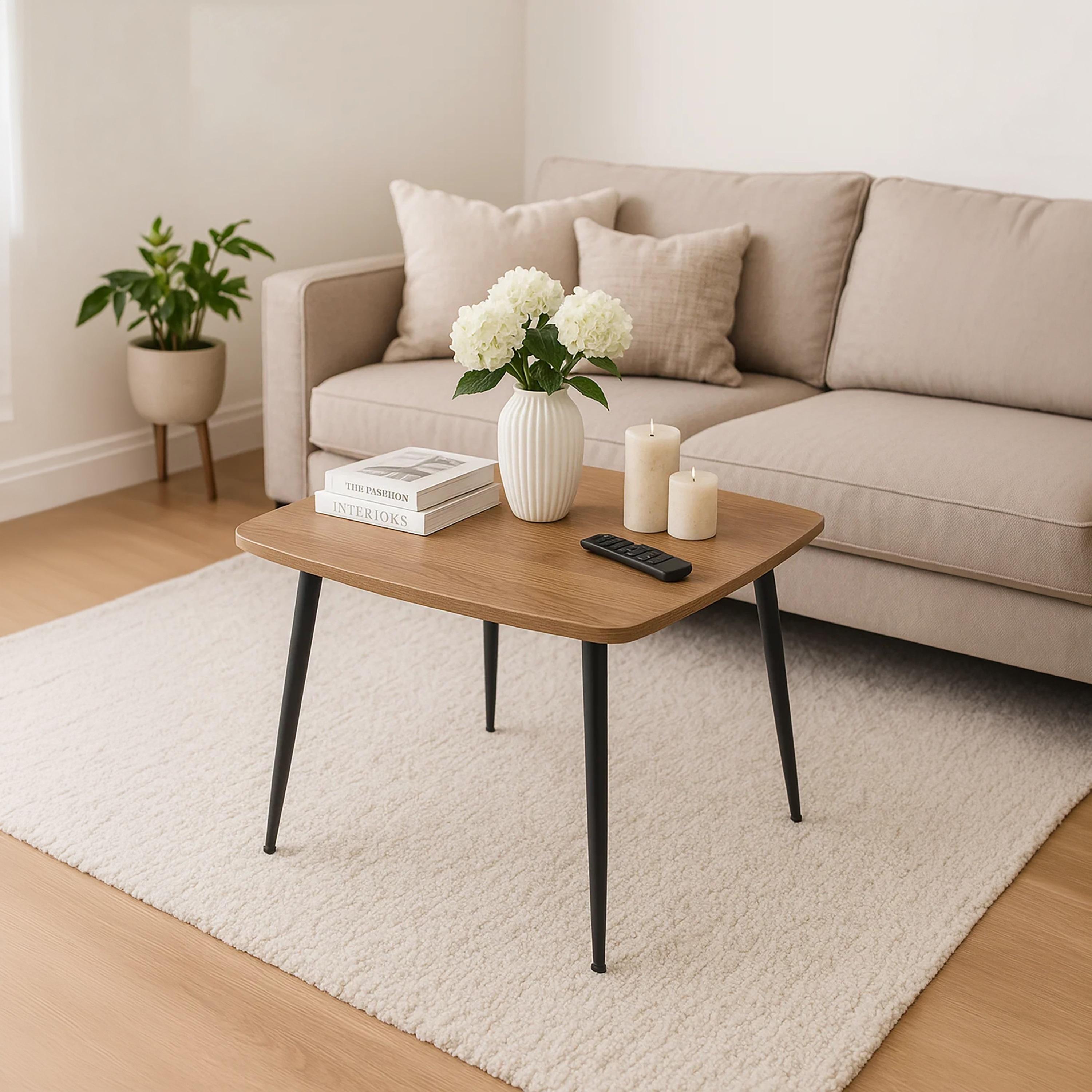 طاولة جانبية خشبية بأربع قوائم من ماريا هومز-furniture-livingroom-sideandendtables-image-1