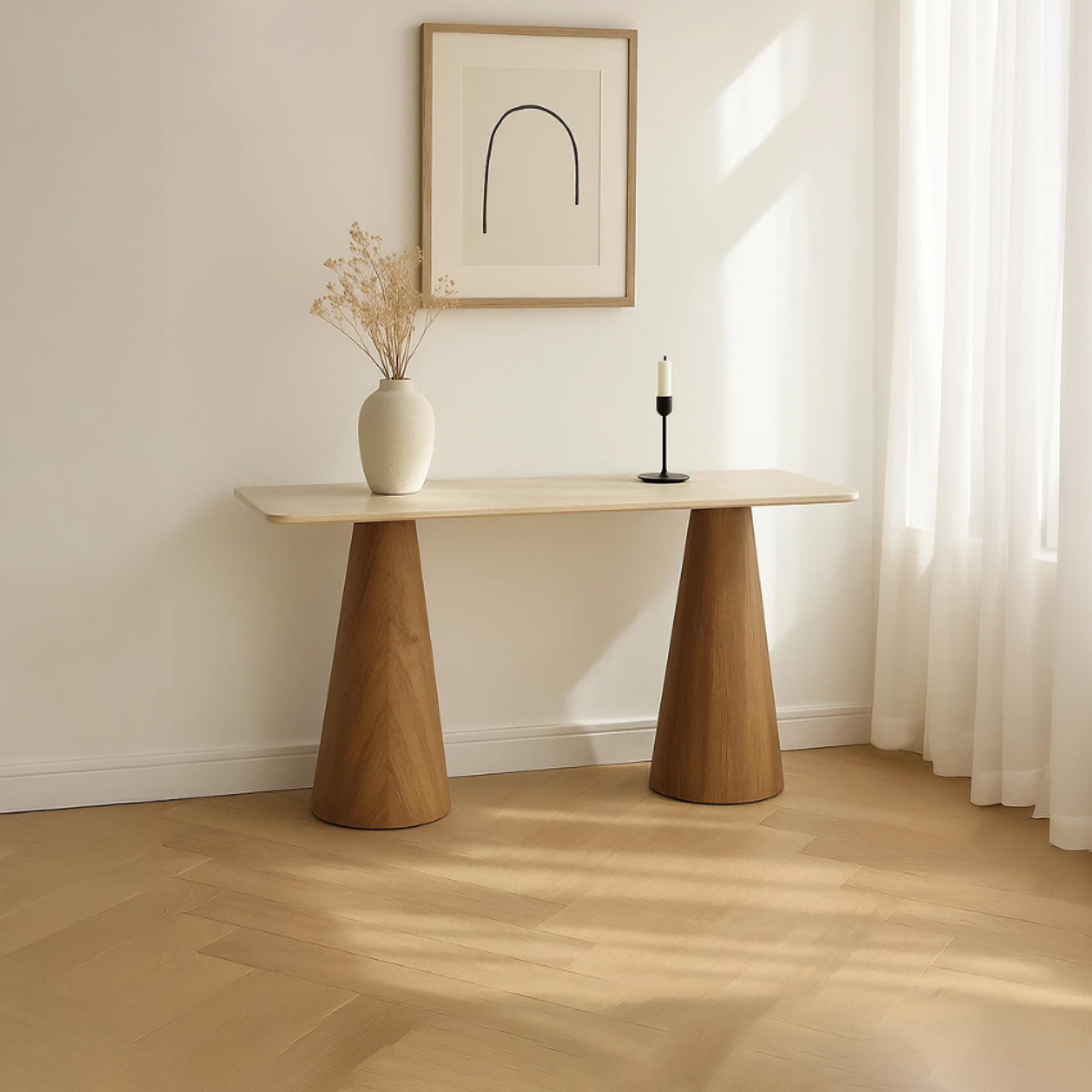 طاولة كونسول خشبية بقاعدتين من ماريا هومز 140×40×80 سم-furniture-livingroom-consoletablesandmirrors-image-1