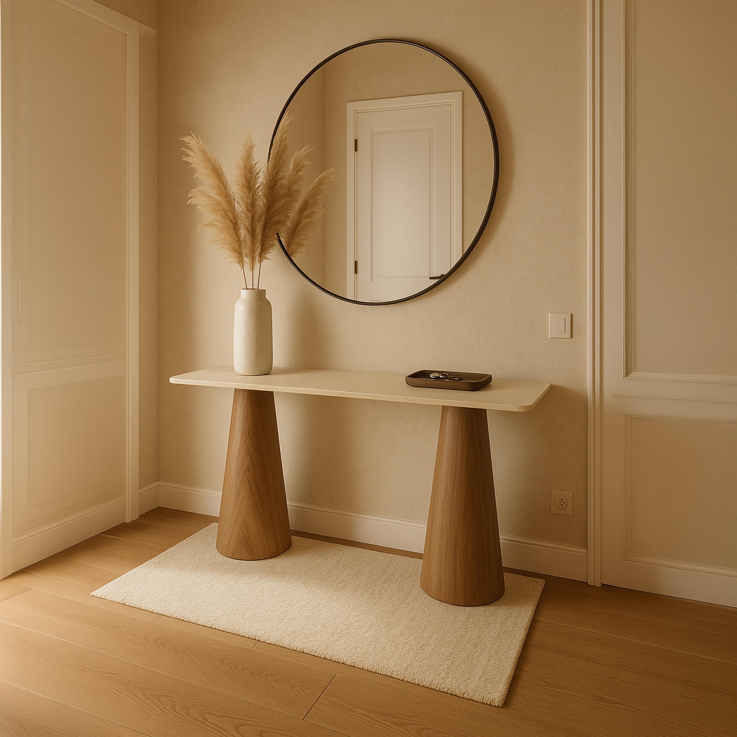 طاولة كونسول خشبية بقاعدتين من ماريا هومز 140×40×80 سم-furniture-livingroom-consoletablesandmirrors-image-2